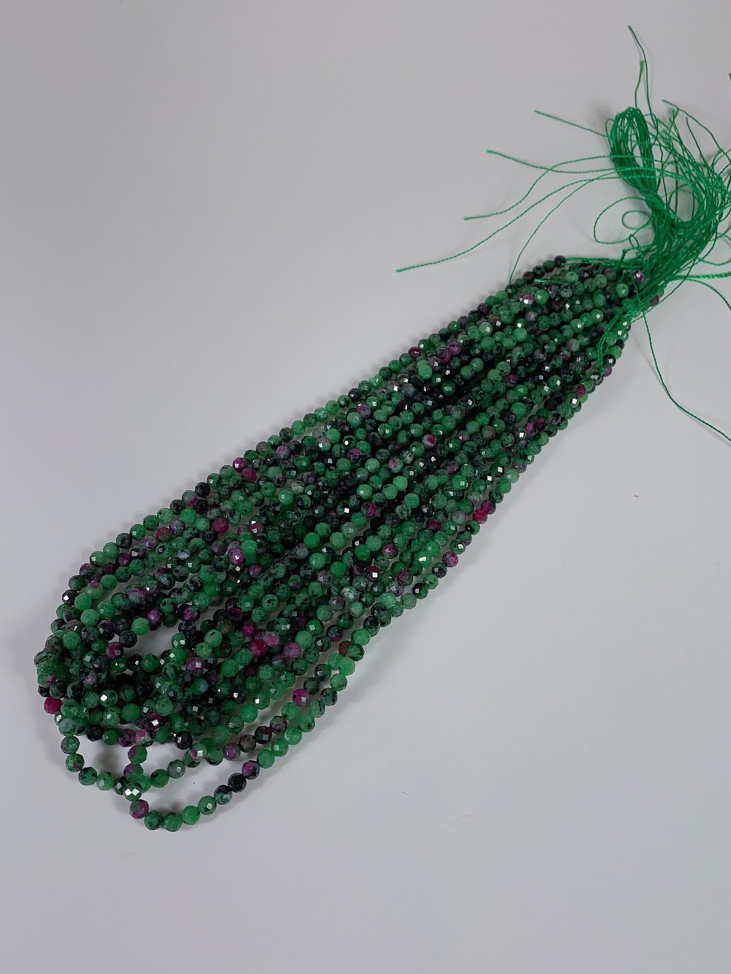 Genuine Natural Red Ruby Green Zoisite Faceted Round Beads 15.5" Strand 2mm 3mm 4mm