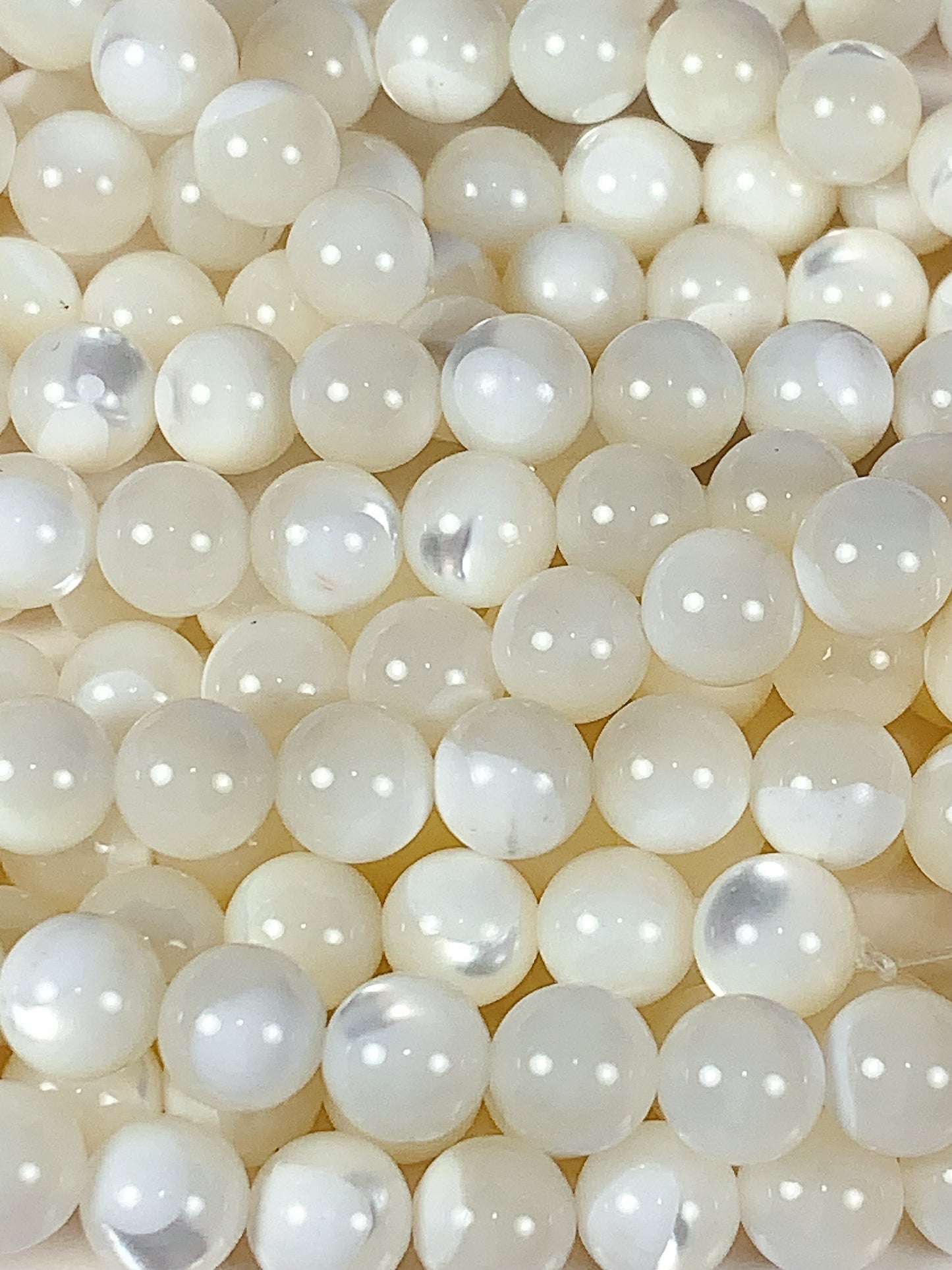 AAA Natural White Mother of Pearl Shell Smooth Round Beads Gemstone Strand  15" 2mm 3mm 4mm 6mm 8mm 10mm 12mm 14mm