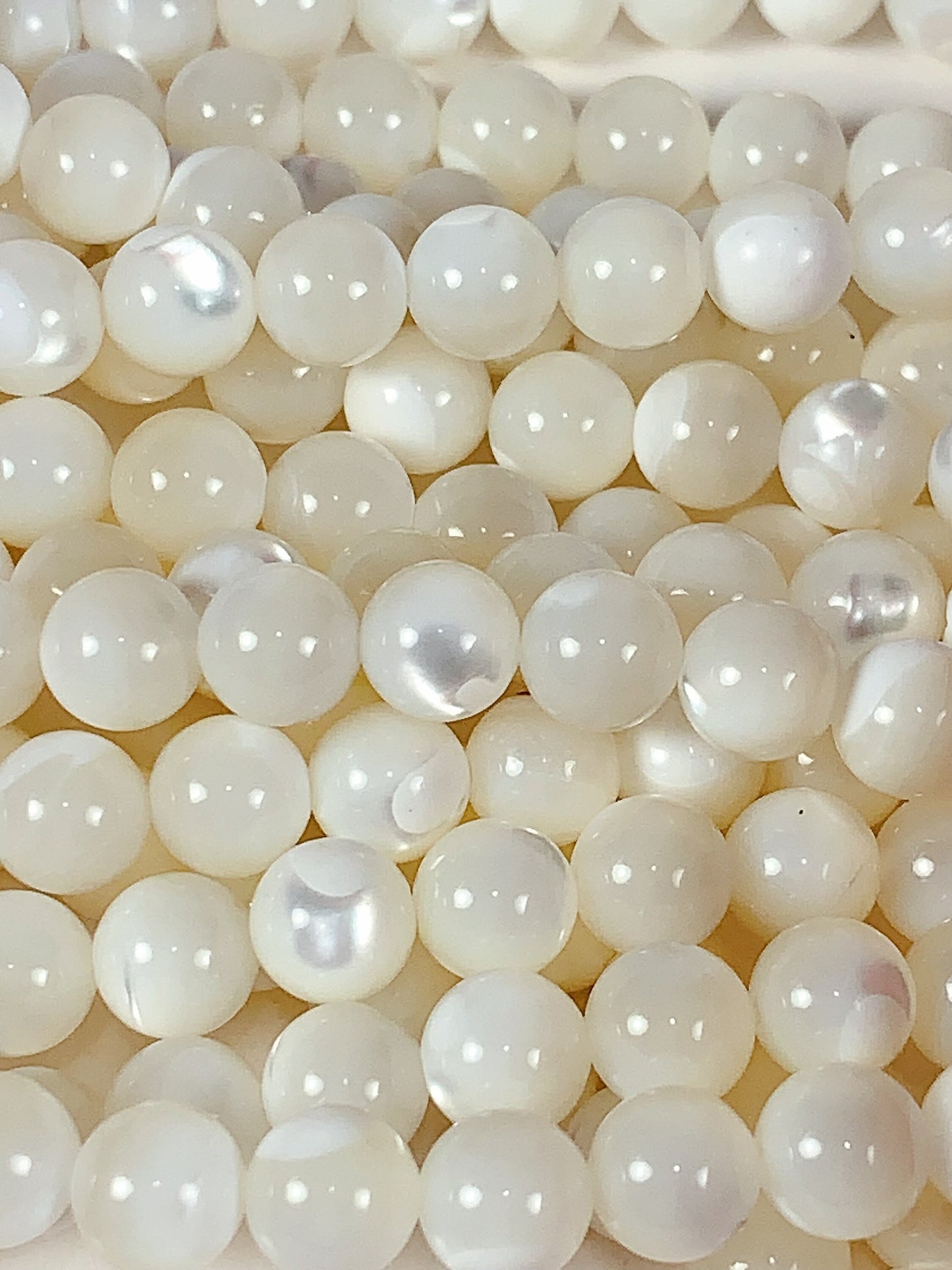 AAA Natural White Mother of Pearl Shell Smooth Round Beads Gemstone Strand  15" 2mm 3mm 4mm 6mm 8mm 10mm 12mm 14mm