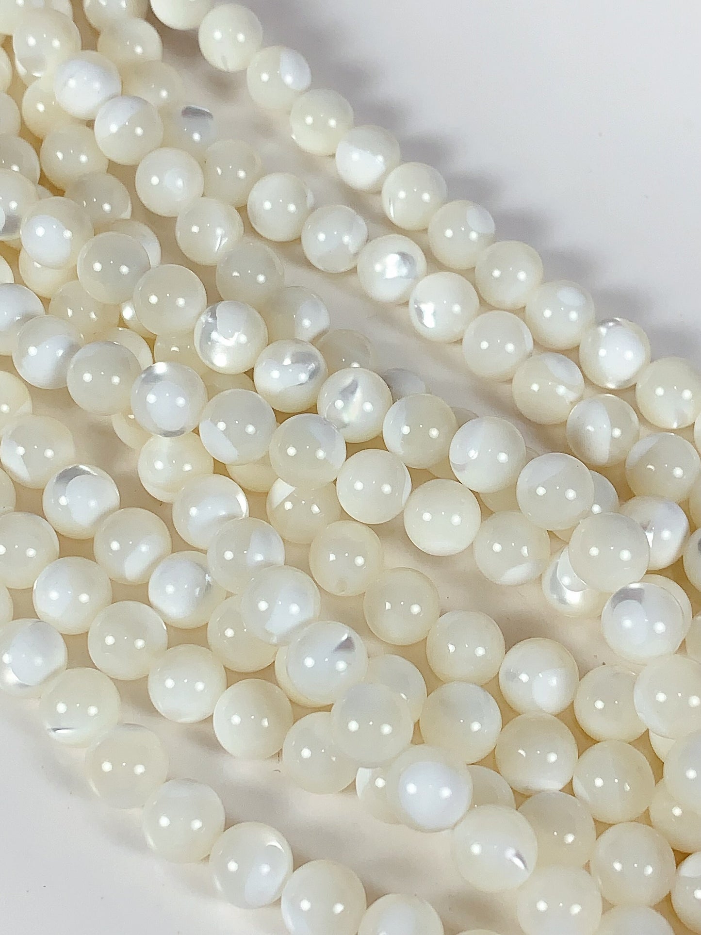 AAA Natural White Mother of Pearl Shell Smooth Round Beads Gemstone Strand  15" 2mm 3mm 4mm 6mm 8mm 10mm 12mm 14mm