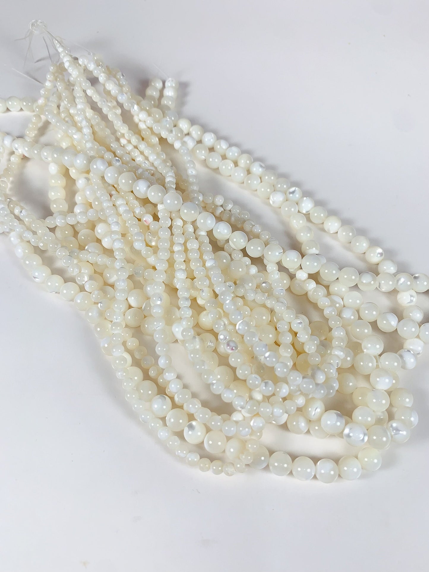 AAA Natural White Mother of Pearl Shell Smooth Round Beads Gemstone Strand  15" 2mm 3mm 4mm 6mm 8mm 10mm 12mm 14mm