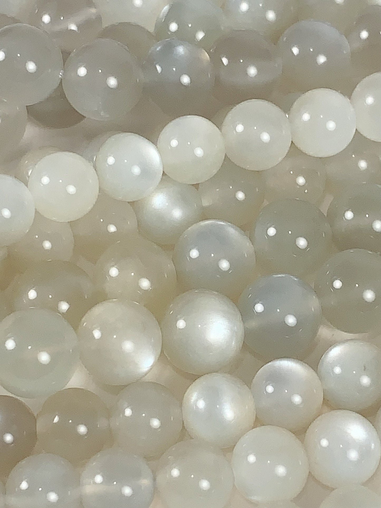 AAA Gray White Moonstone Beads: Genuine Cat Eye Gemstone, 15.5" Strand