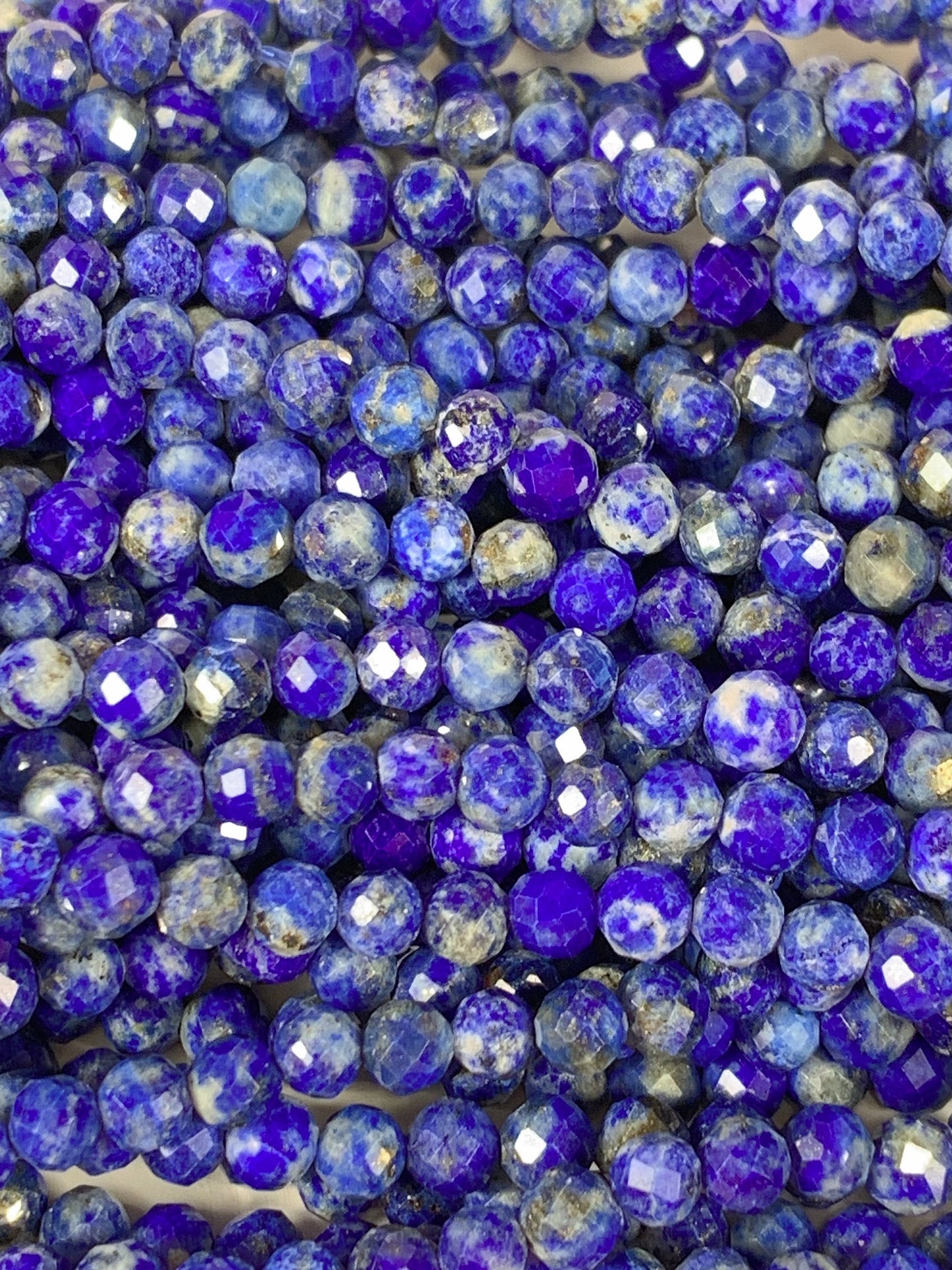 Genuine Natural Blue Lapis Lazuli Faceted Round Beads 15.5" Strand 2mm 3mm 4mm