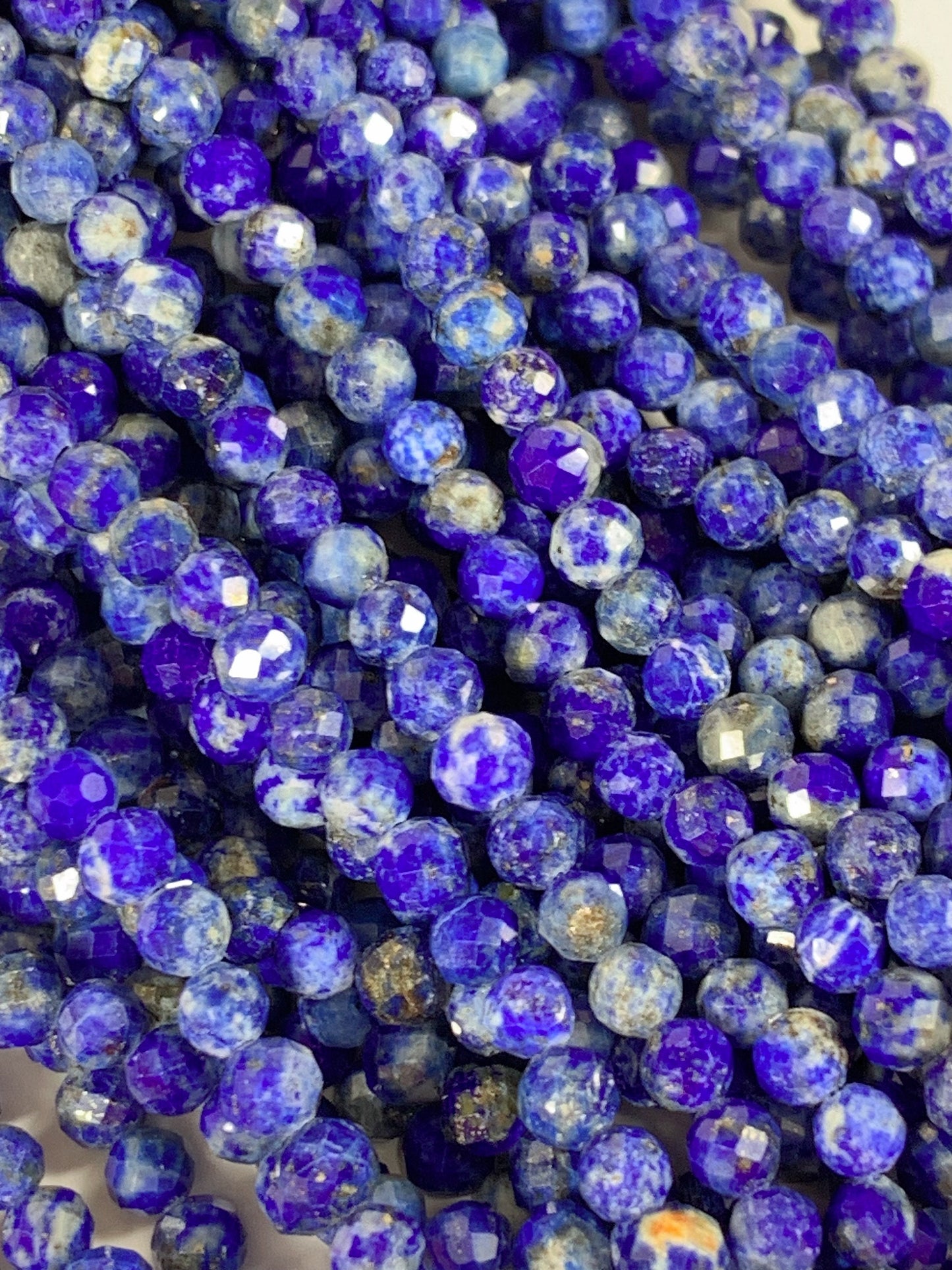 Genuine Natural Blue Lapis Lazuli Faceted Round Beads 15.5" Strand 2mm 3mm 4mm