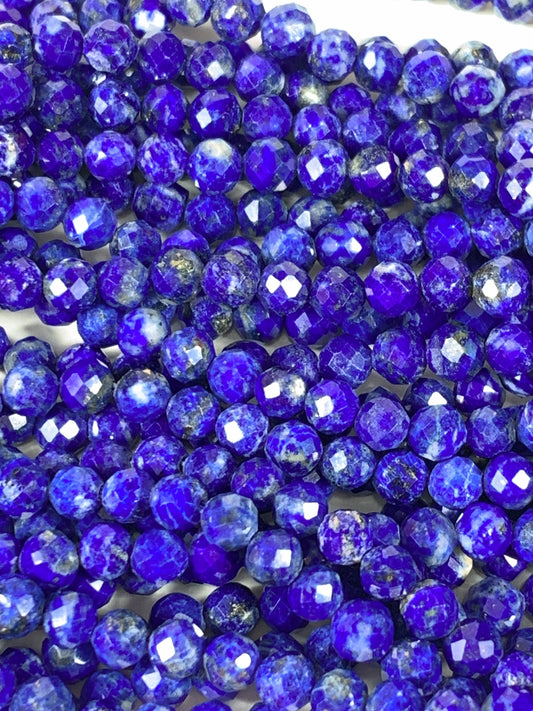 Genuine Natural Hyacinth Blue Lapis Lazuli Faceted Round Beads 15.5" Strand 2mm 3mm 4mm