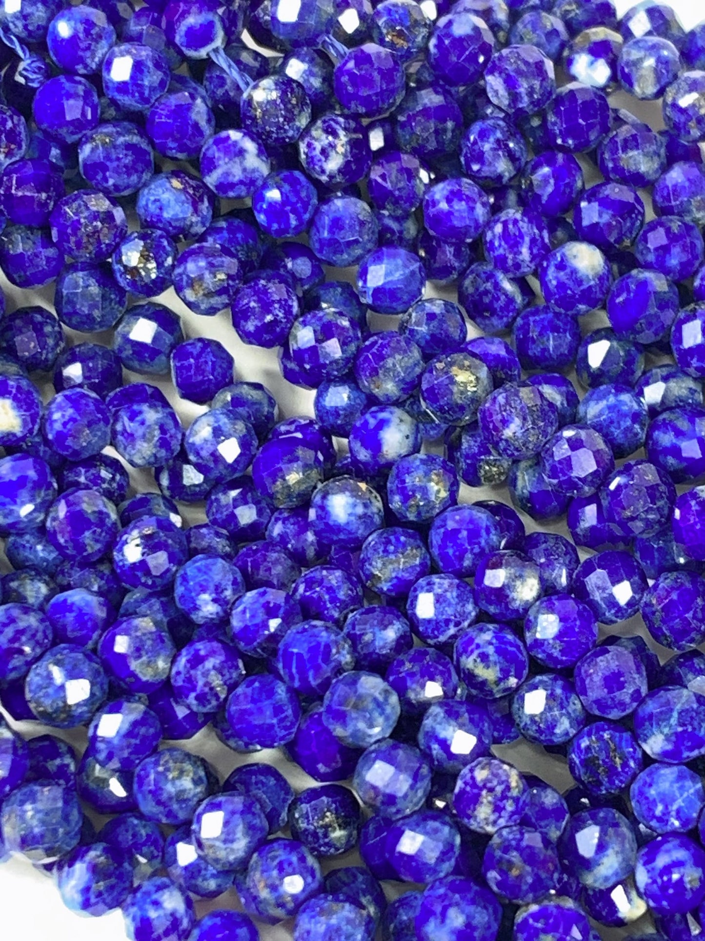Genuine Natural Hyacinth Blue Lapis Lazuli Faceted Round Beads 15.5" Strand 2mm 3mm 4mm