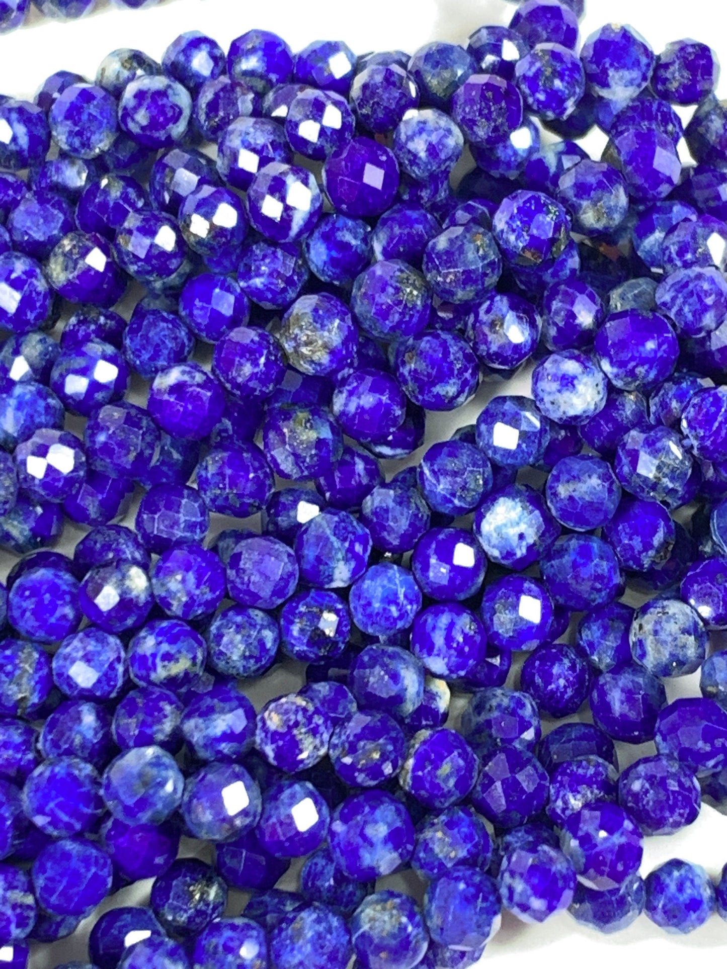 Genuine Natural Hyacinth Blue Lapis Lazuli Faceted Round Beads 15.5" Strand 2mm 3mm 4mm