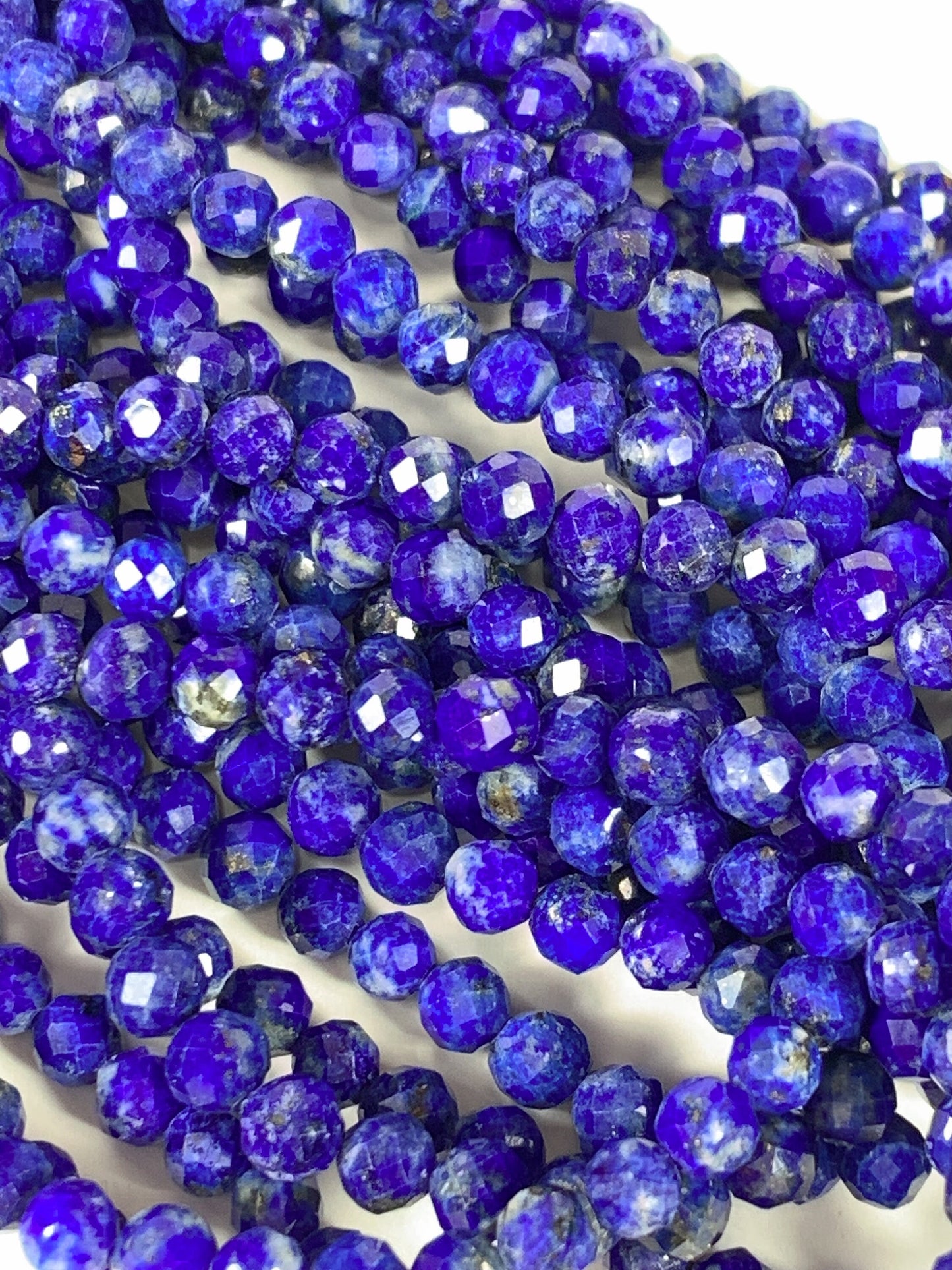 Genuine Natural Hyacinth Blue Lapis Lazuli Faceted Round Beads 15.5" Strand 2mm 3mm 4mm