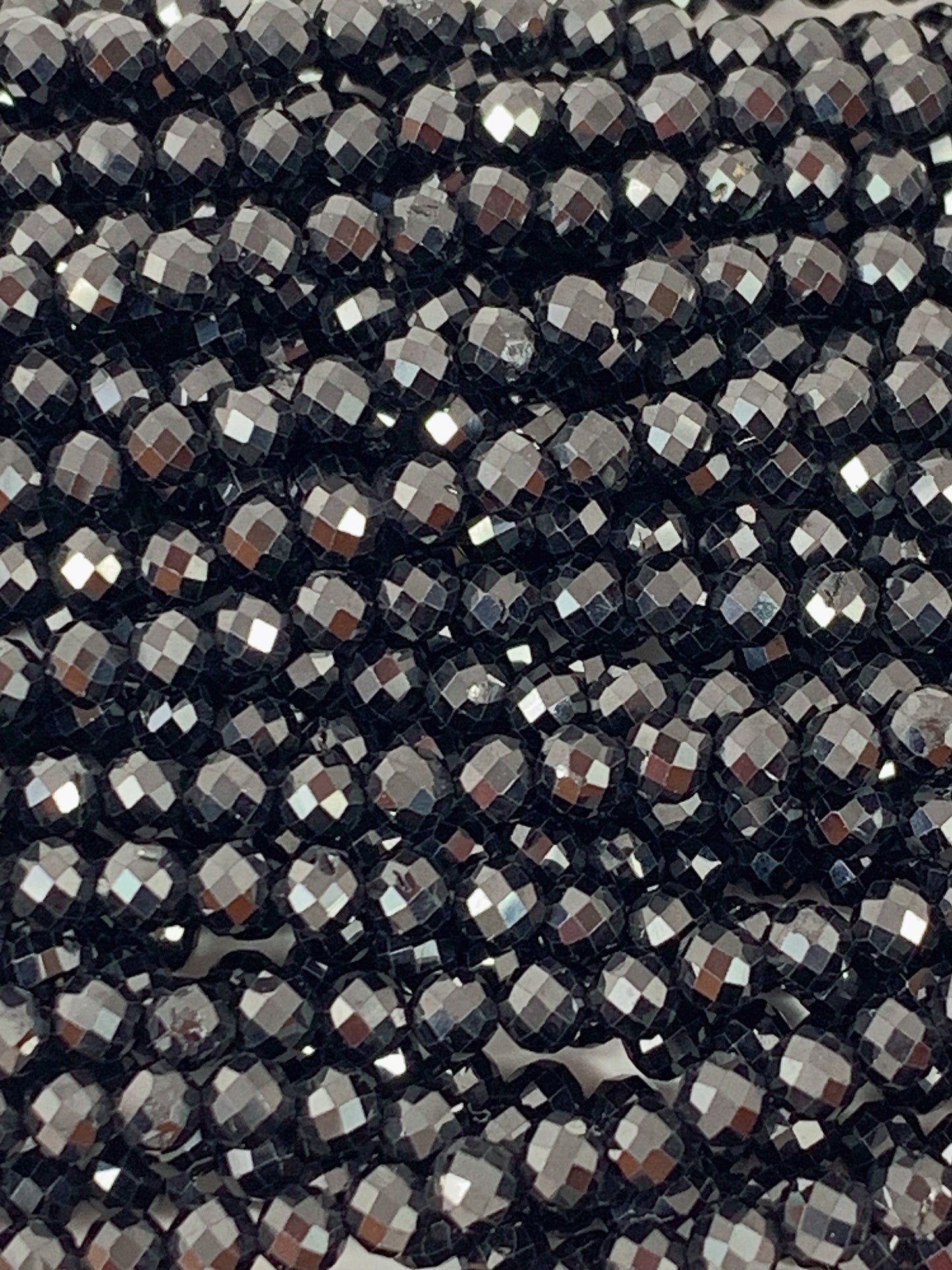 AAA Black Spinel Faceted Round Beads: 2-4mm, 15.5" Strand