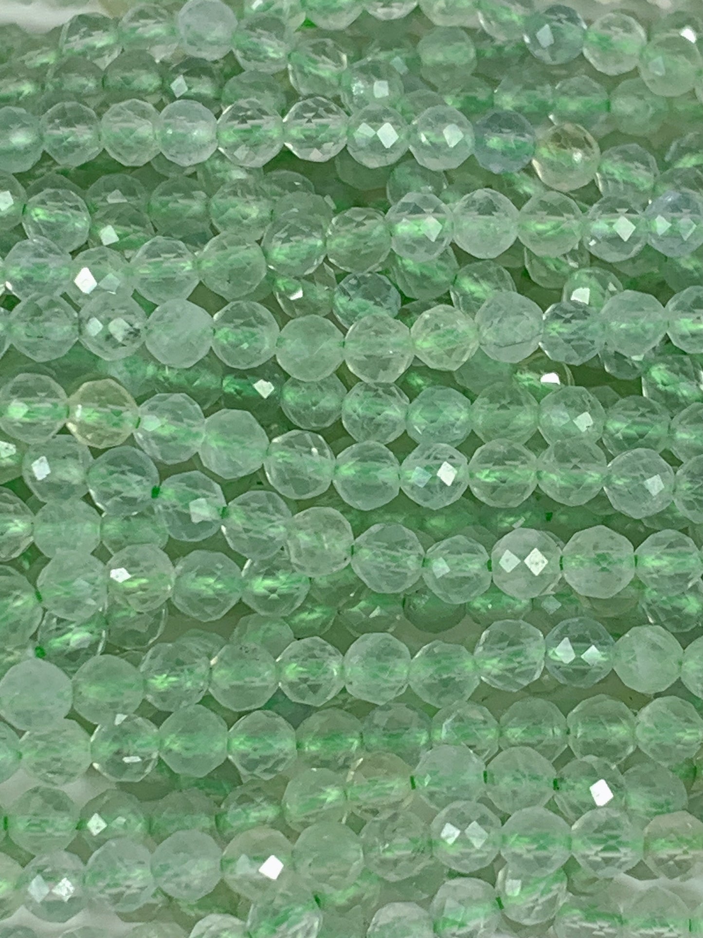 Grade AAA Genuine Natural Green Fluorite Faceted Round Beads 15.5" Strand 2mm 3mm 4mm
