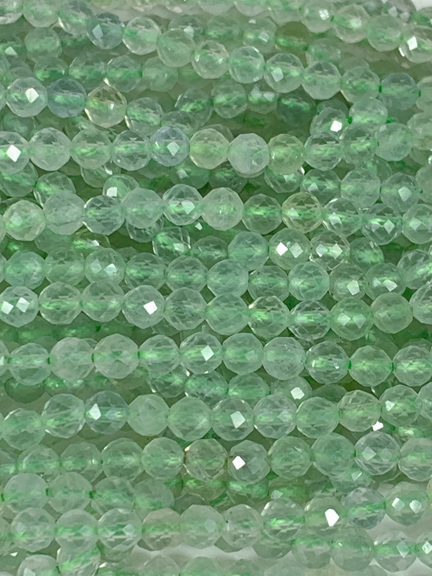Grade AAA Genuine Natural Green Fluorite Faceted Round Beads 15.5" Strand 2mm 3mm 4mm