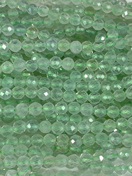 Grade AAA Genuine Natural Green Fluorite Faceted Round Beads 15.5" Strand 2mm 3mm 4mm
