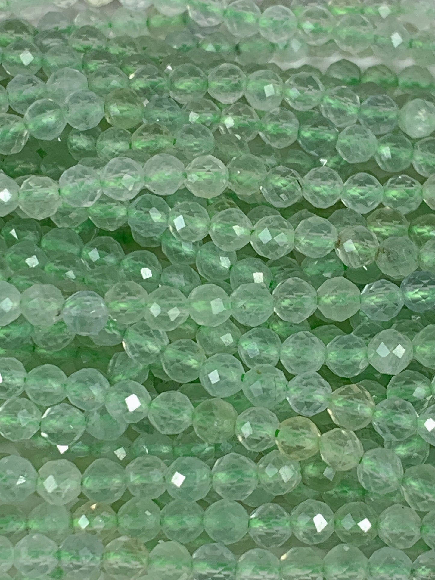 Grade AAA Genuine Natural Green Fluorite Faceted Round Beads 15.5" Strand 2mm 3mm 4mm
