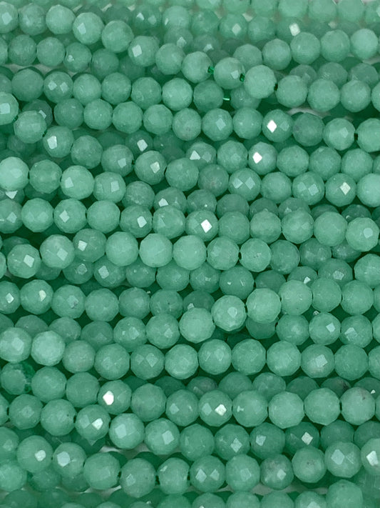 Grade AAA Genuine Natural Green Jade Faceted Round Beads 15.5" Strand 2mm 3mm 4mm