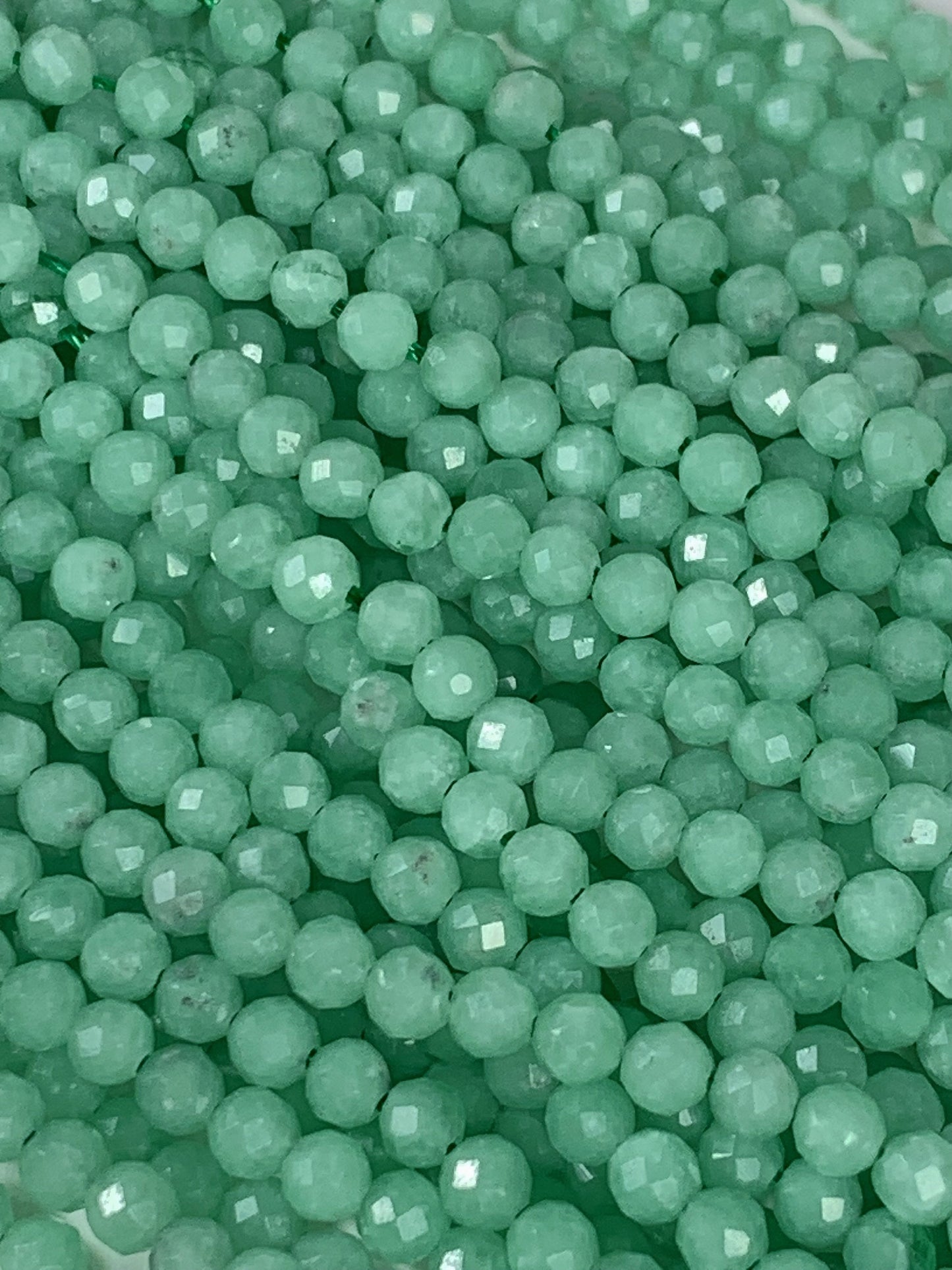 Grade AAA Genuine Natural Green Jade Faceted Round Beads 15.5" Strand 2mm 3mm 4mm