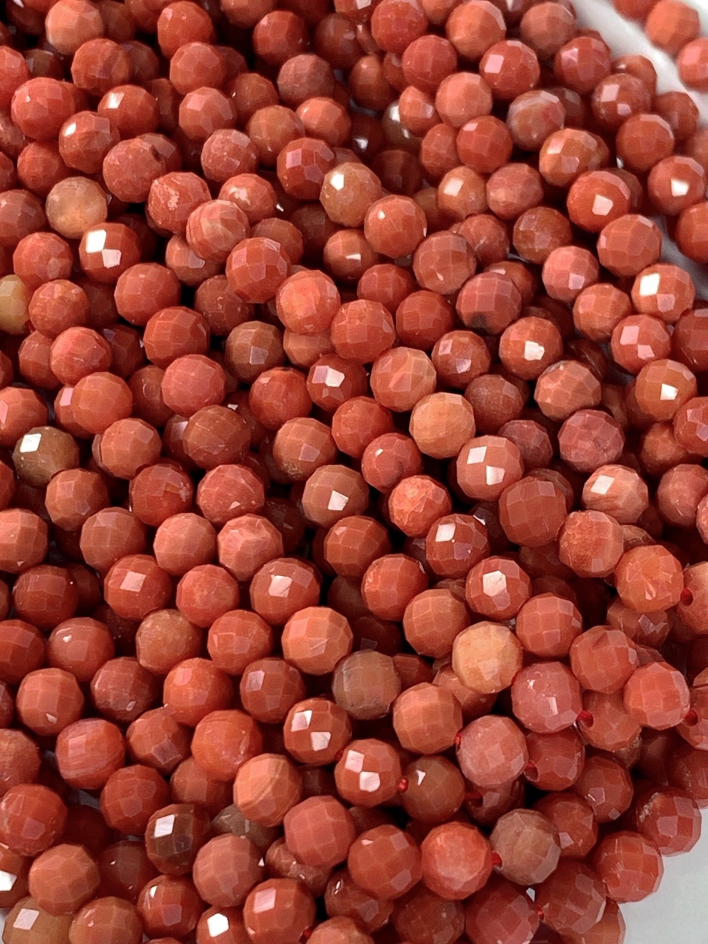 AAA Natural Cream Red NanHong Agate Faceted Round Beads Gemstone Strand 15.5