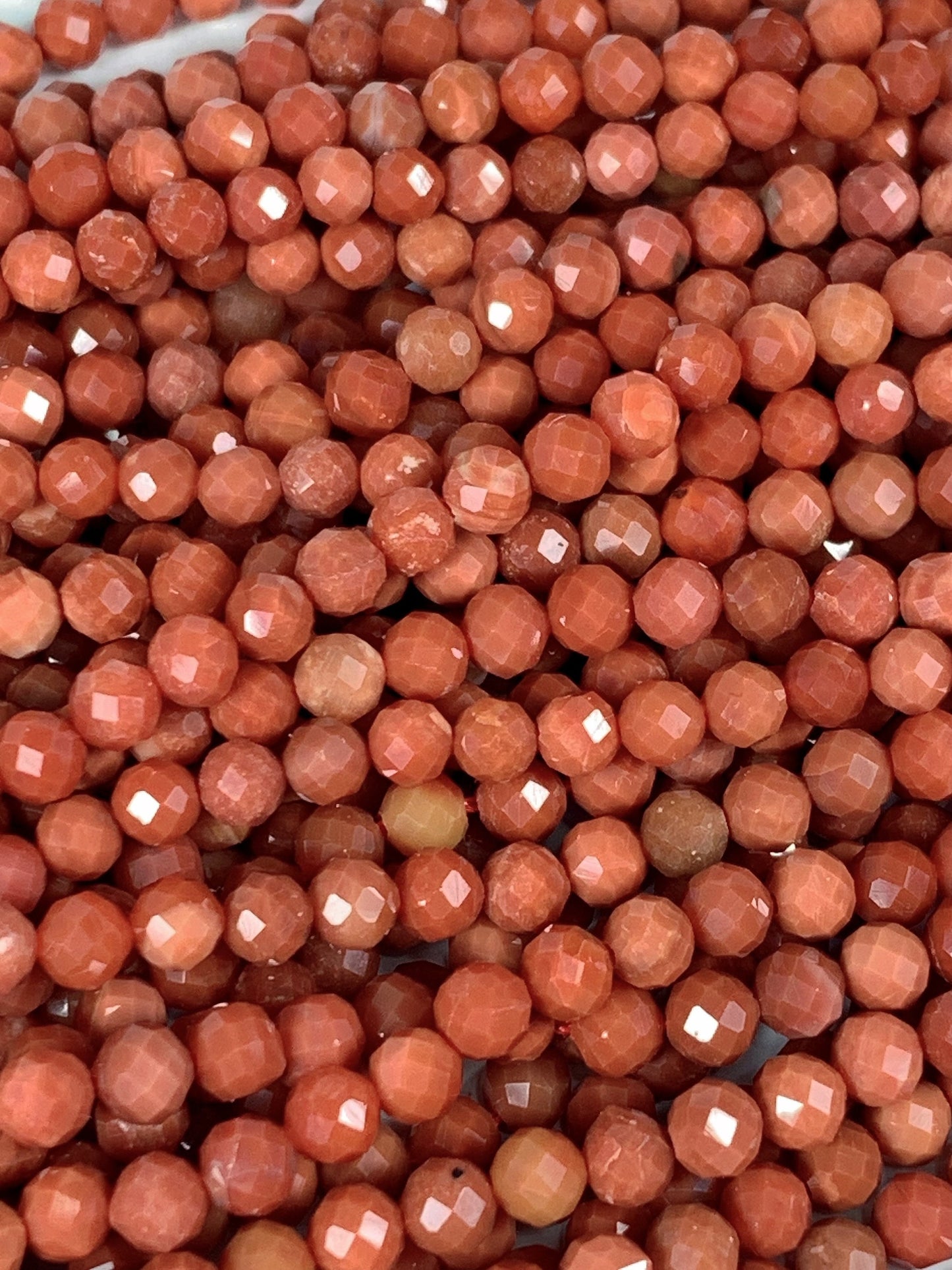 AAA Natural Cream Red NanHong Agate Faceted Round Beads Gemstone Strand 15.5