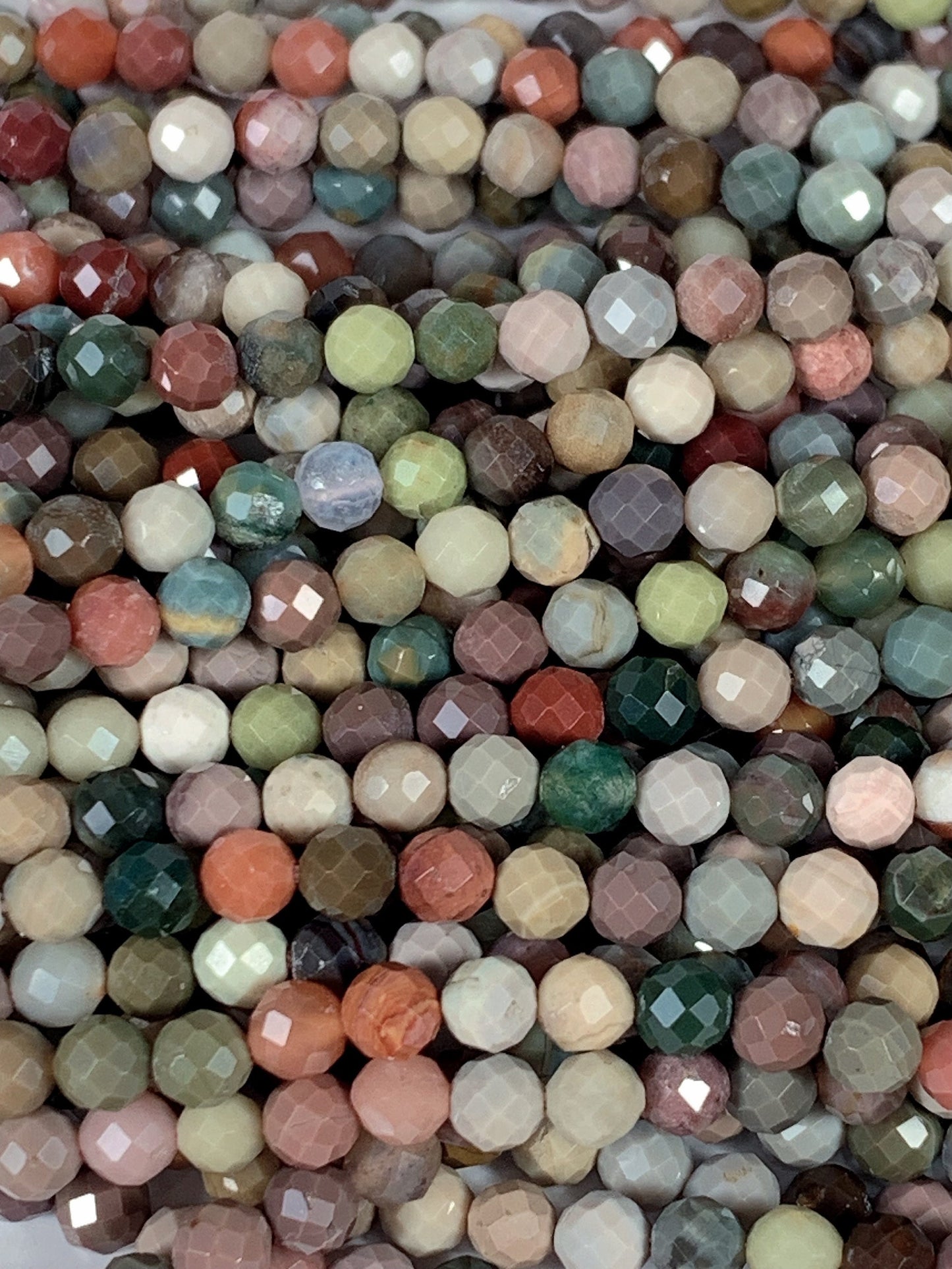Rainbow Agate Faceted Round Beads: Natural Alashan Gemstone Strand
