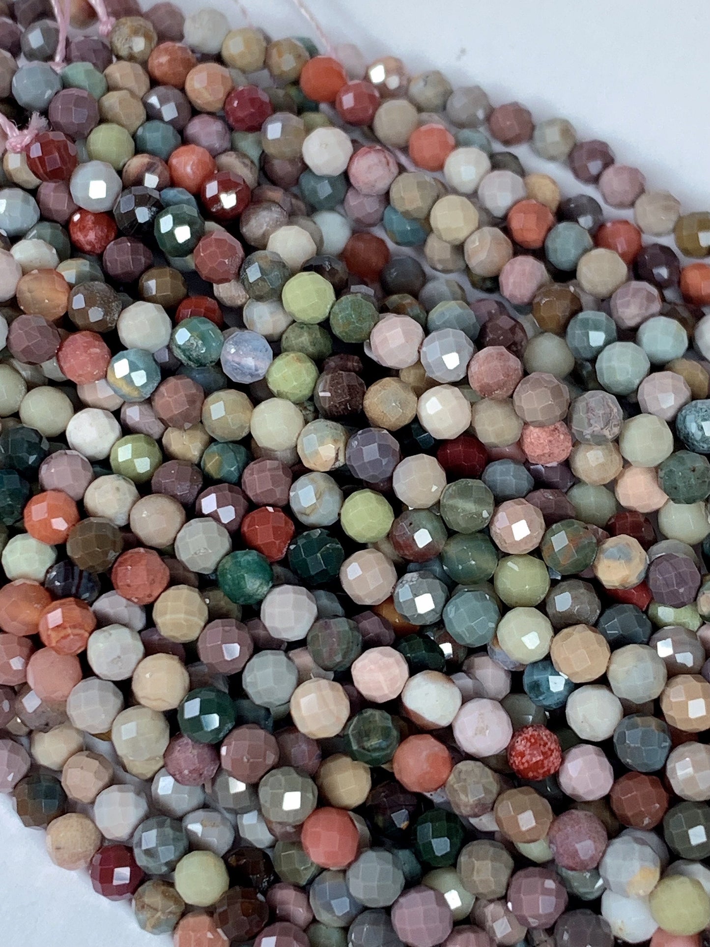 Rainbow Agate Faceted Round Beads: Natural Alashan Gemstone Strand