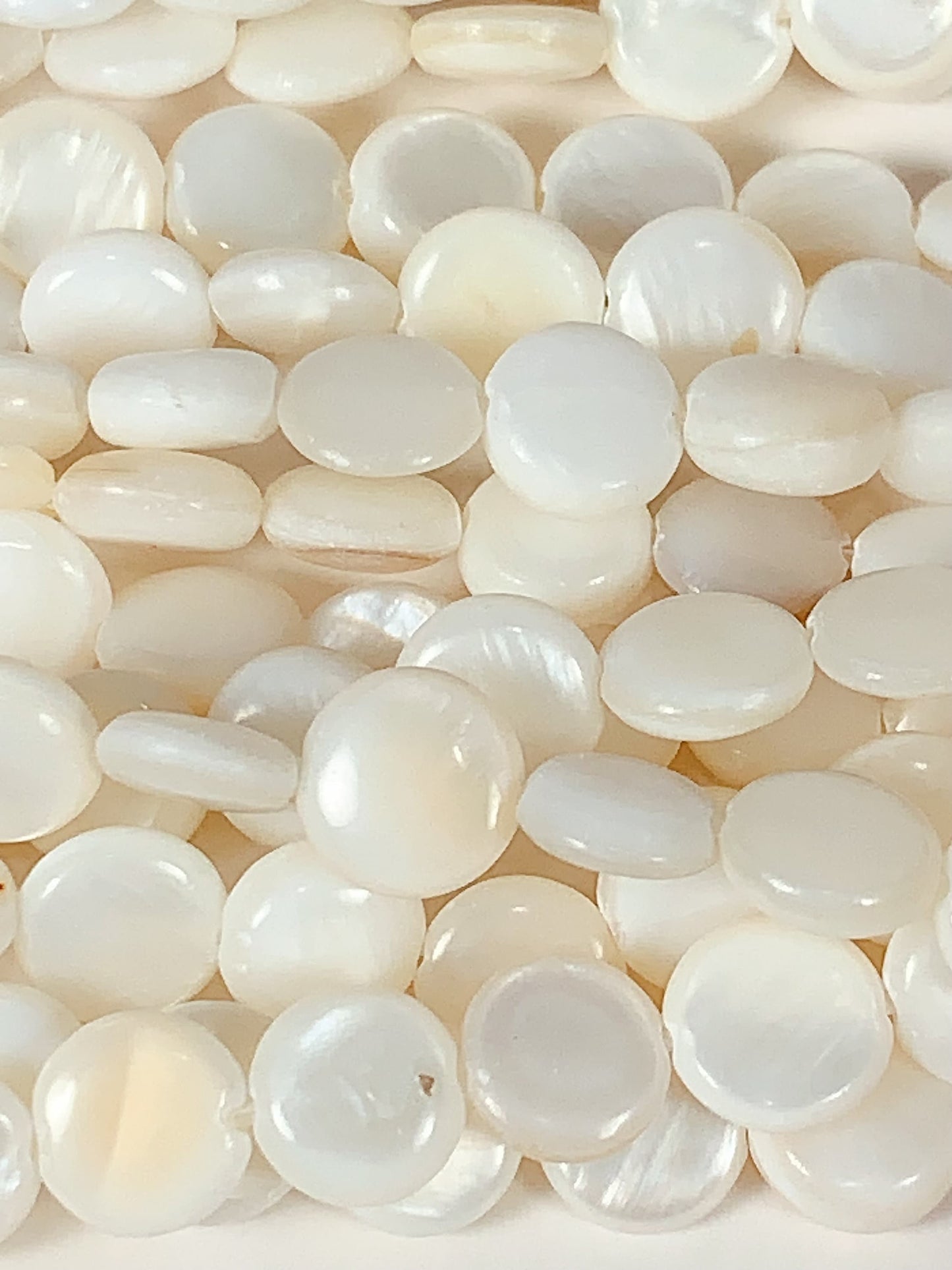 Genuine Natural White Mother of pearl Shell  Smooth Flat Round Beads 15.5" Strand 6mm 8mm 10mm 12mm 15mm