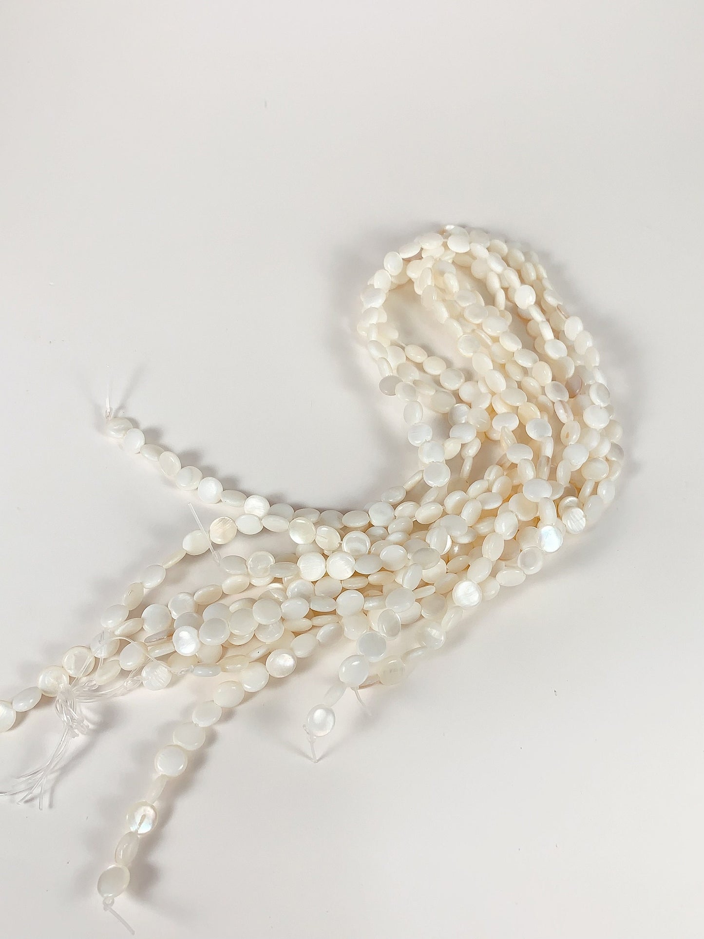 Genuine Natural White Mother of pearl Shell  Smooth Flat Round Beads 15.5" Strand 6mm 8mm 10mm 12mm 15mm