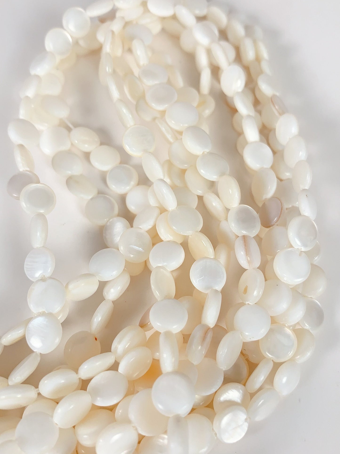 Genuine Natural White Mother of pearl Shell  Smooth Flat Round Beads 15.5" Strand 6mm 8mm 10mm 12mm 15mm