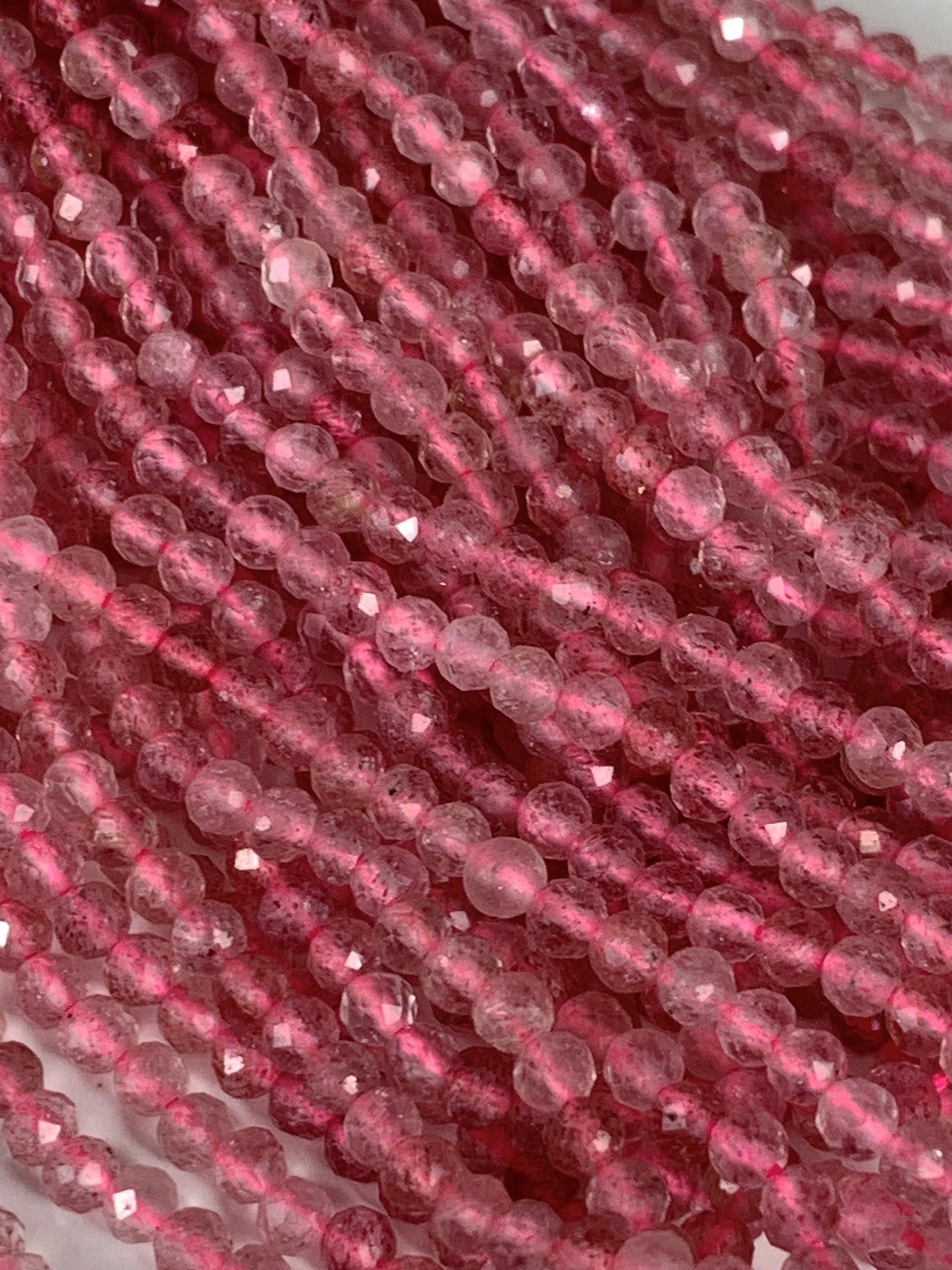 Grade AAA Genuine Natural Red Strawberry Faceted Round Beads 15.5" Strand 2mm 3mm 4mm