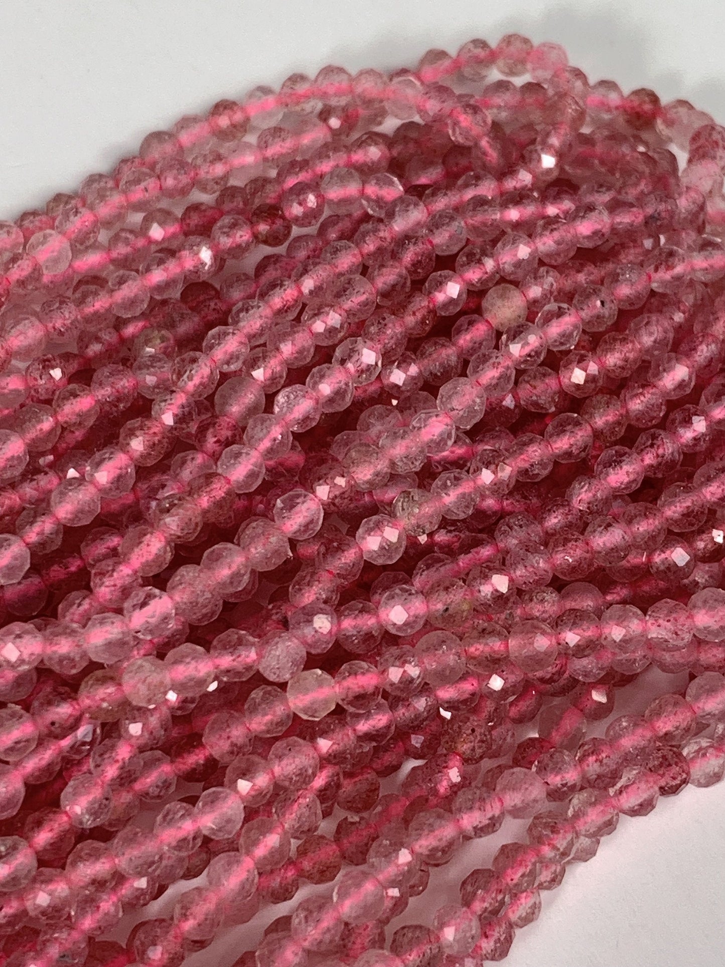 Grade AAA Genuine Natural Red Strawberry Faceted Round Beads 15.5" Strand 2mm 3mm 4mm