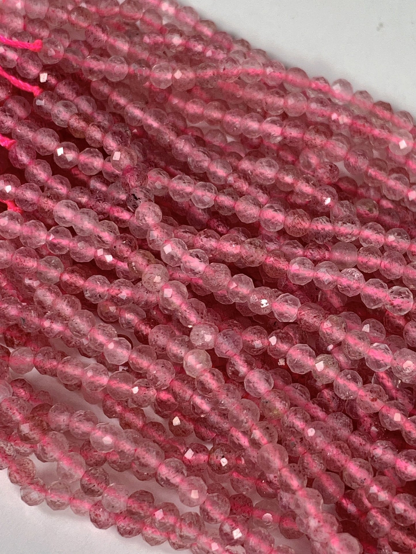 Grade AAA Genuine Natural Red Strawberry Faceted Round Beads 15.5" Strand 2mm 3mm 4mm