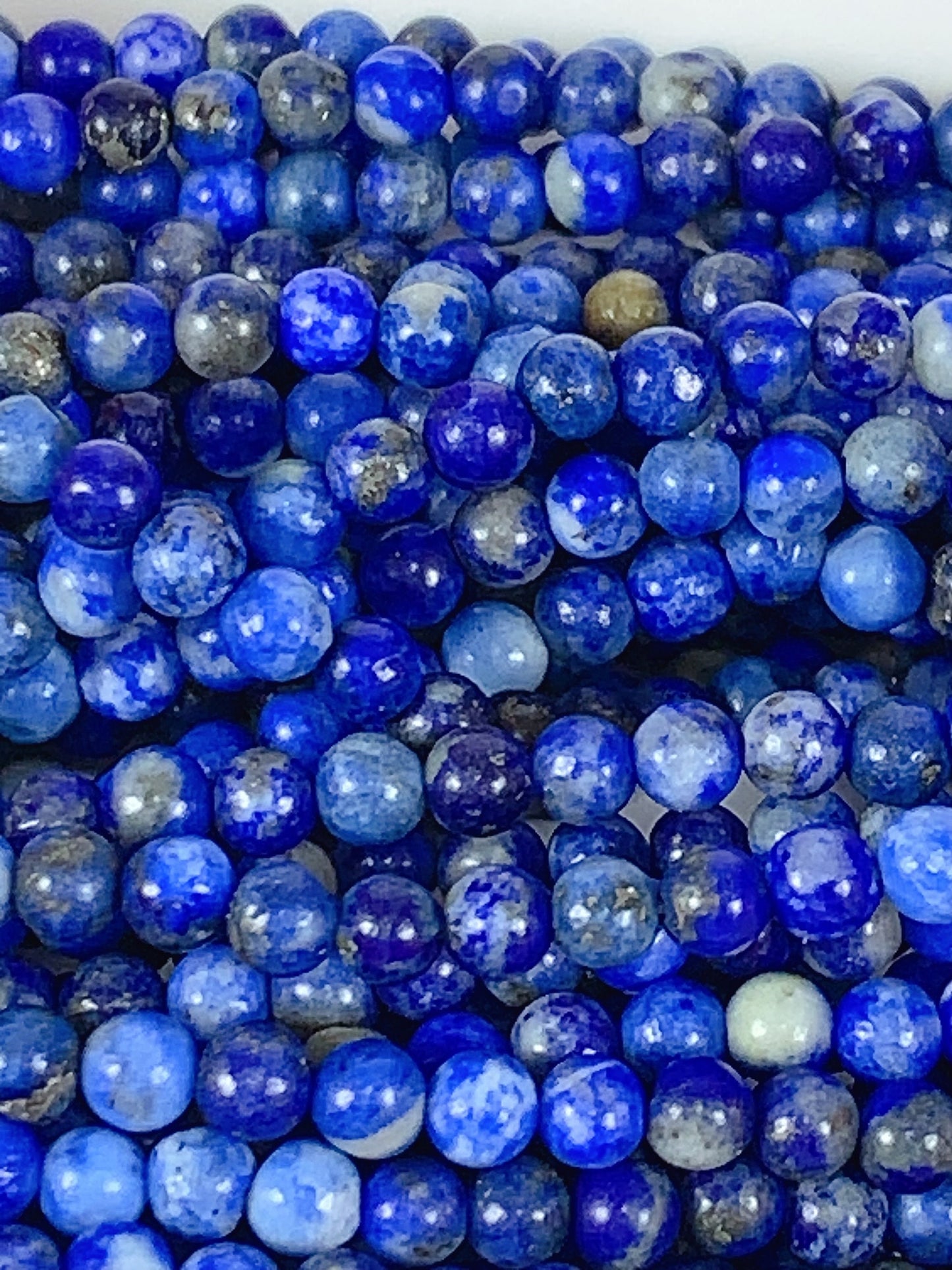 Natural Blue Golden Lapis Lazuli Beads: 15.5" Smooth Round Strand