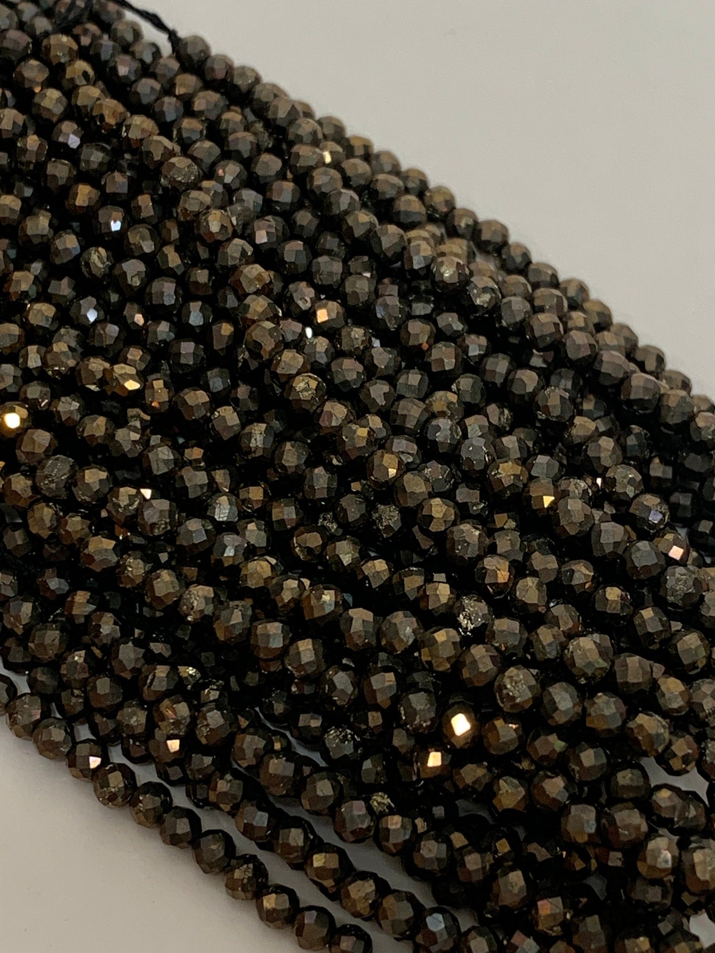 Black Gold Titanium Hematite  Faceted Round Beads 15.5" Strand 2mm 3mm 4mm