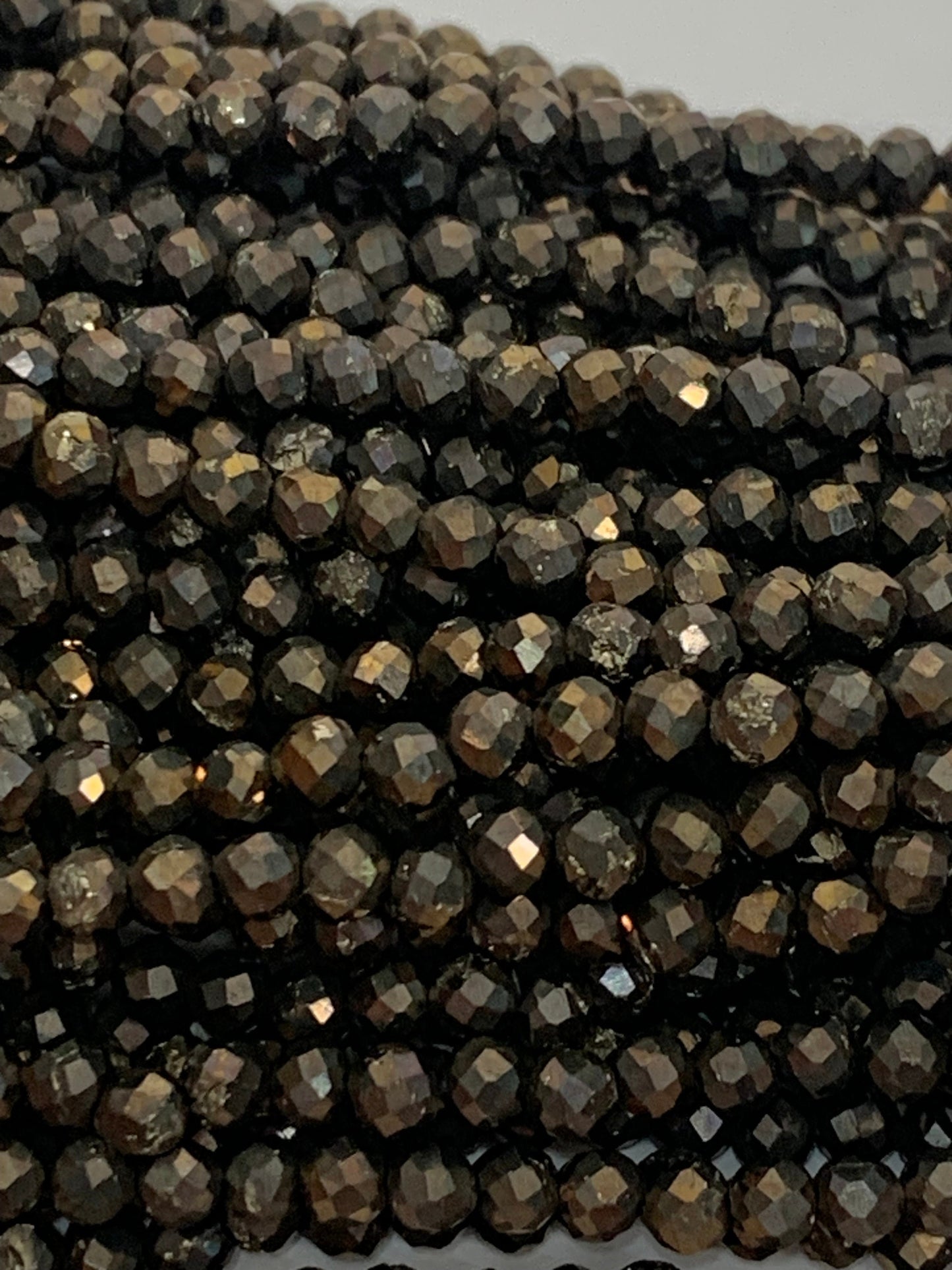 Black Gold Titanium Hematite  Faceted Round Beads 15.5" Strand 2mm 3mm 4mm