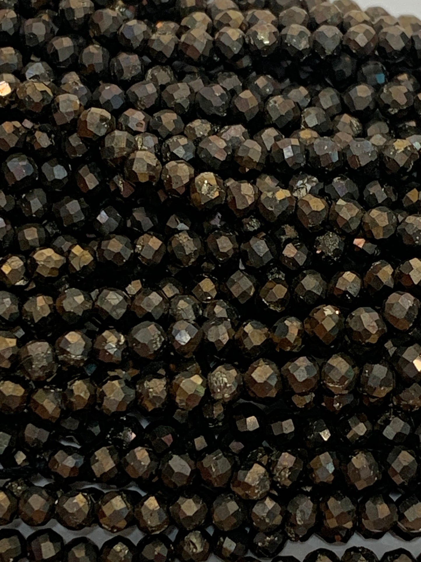 Black Gold Titanium Hematite  Faceted Round Beads 15.5" Strand 2mm 3mm 4mm