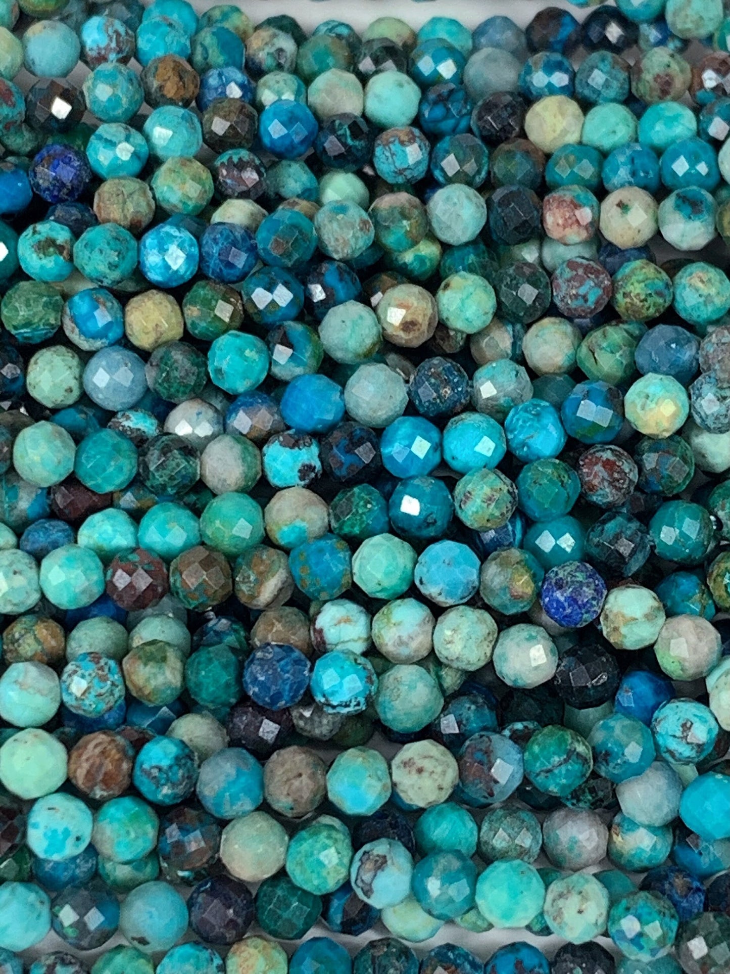 Natural Green Blue Brown Chrysocolla Azurite Faceted Round  beads 15.5" Strand gemstone
