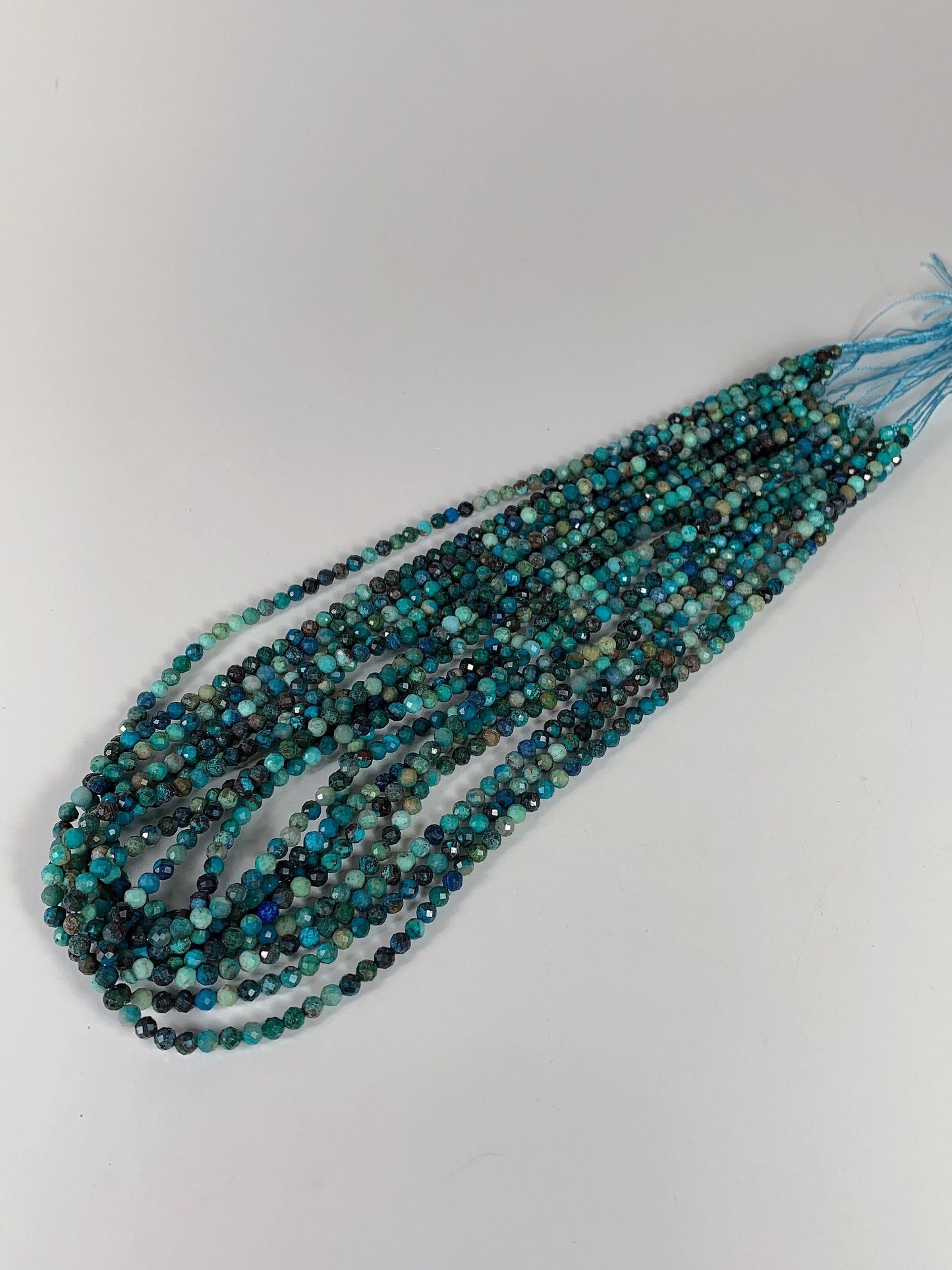 Natural Green Blue Brown Chrysocolla Azurite Faceted Round  beads 15.5" Strand gemstone