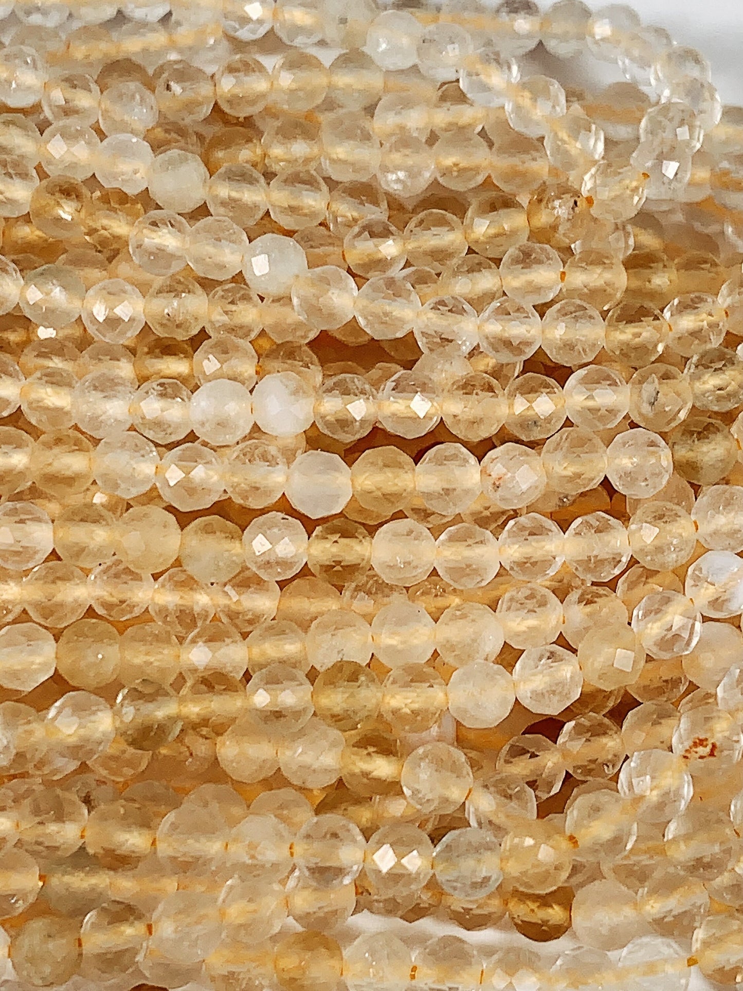 Genuine Natural Yellow Citrine Faceted Round Beads 15.5" Strand 2mm 3mm 4mm