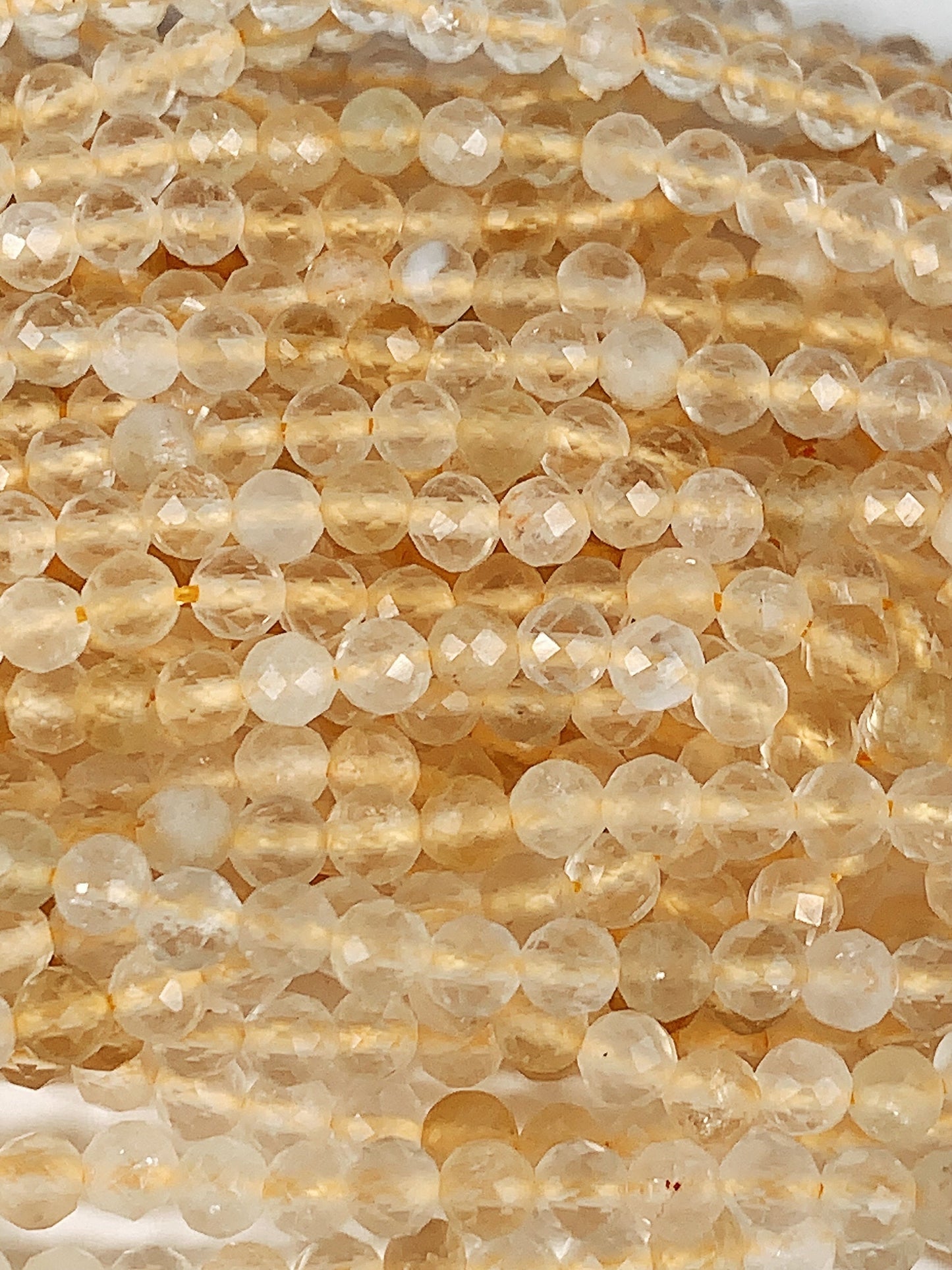 Genuine Natural Yellow Citrine Faceted Round Beads 15.5" Strand 2mm 3mm 4mm