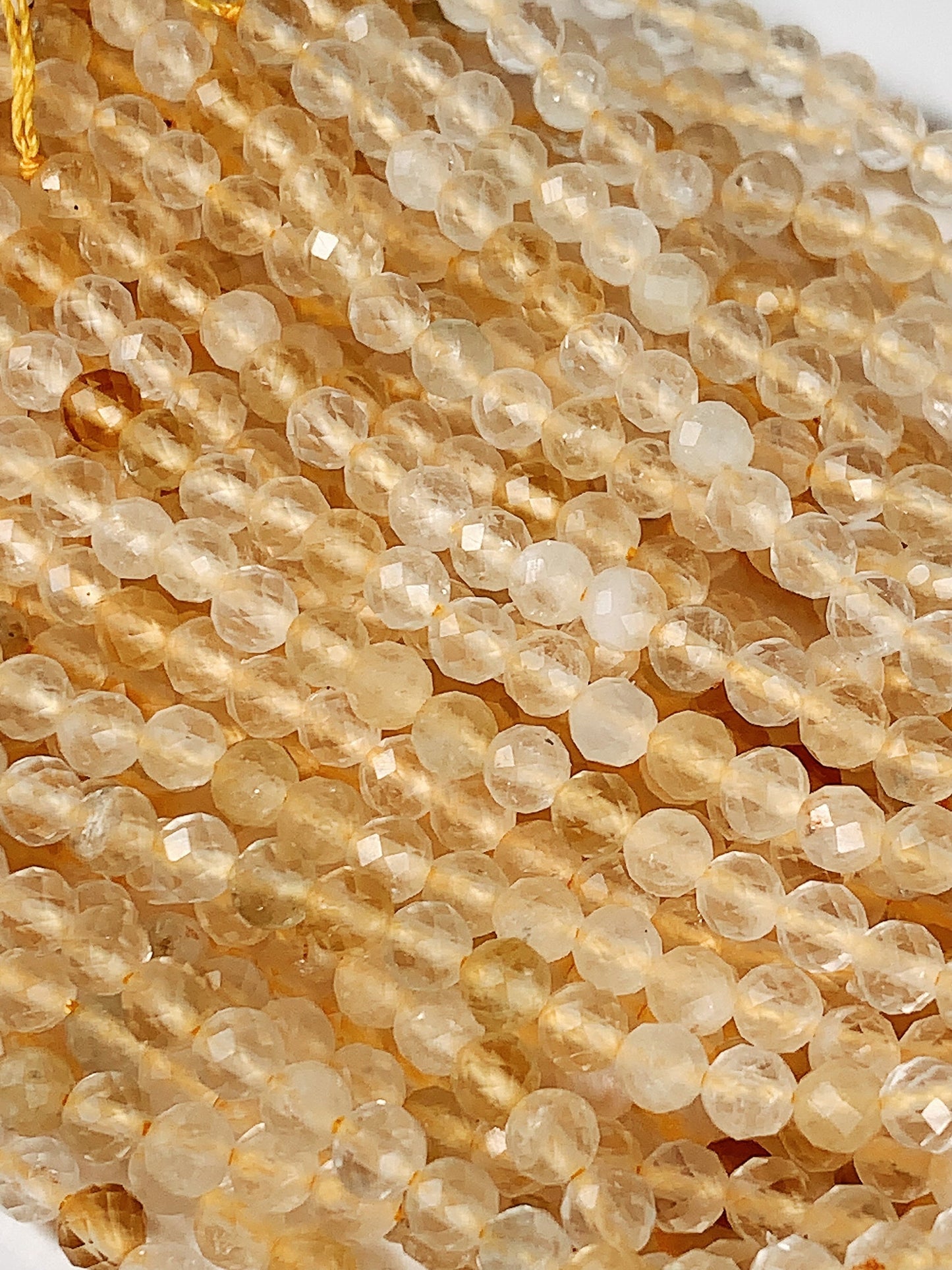 Genuine Natural Yellow Citrine Faceted Round Beads 15.5" Strand 2mm 3mm 4mm