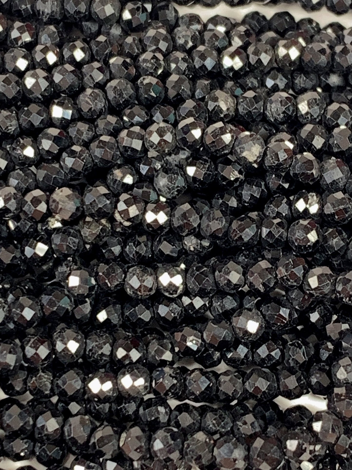 Grade AAA Genuine Natural Black Tourmaline Faceted Round Beads 15.5" Strand 2mm 3mm 4mm