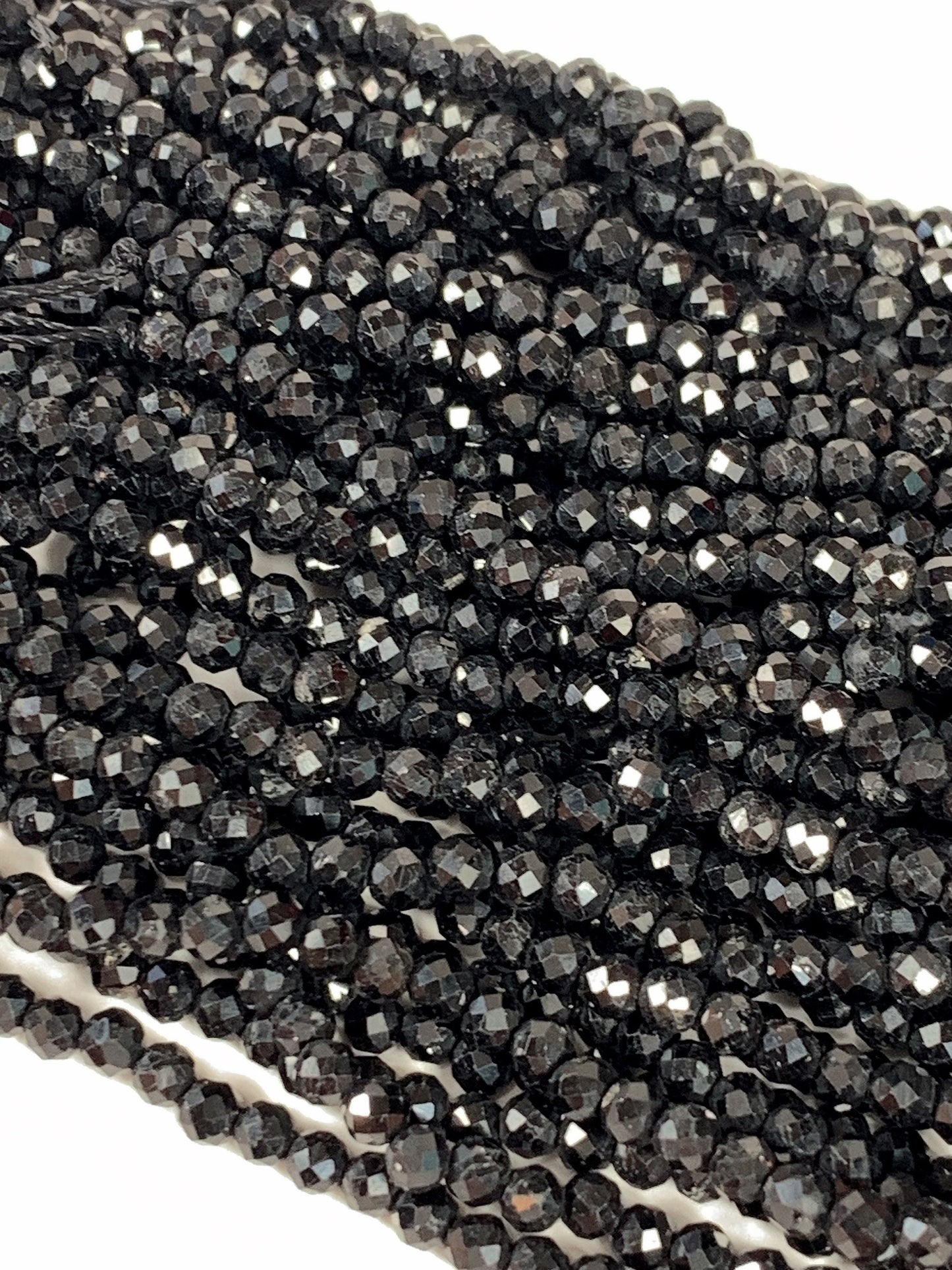 Grade AAA Genuine Natural Black Tourmaline Faceted Round Beads 15.5" Strand 2mm 3mm 4mm