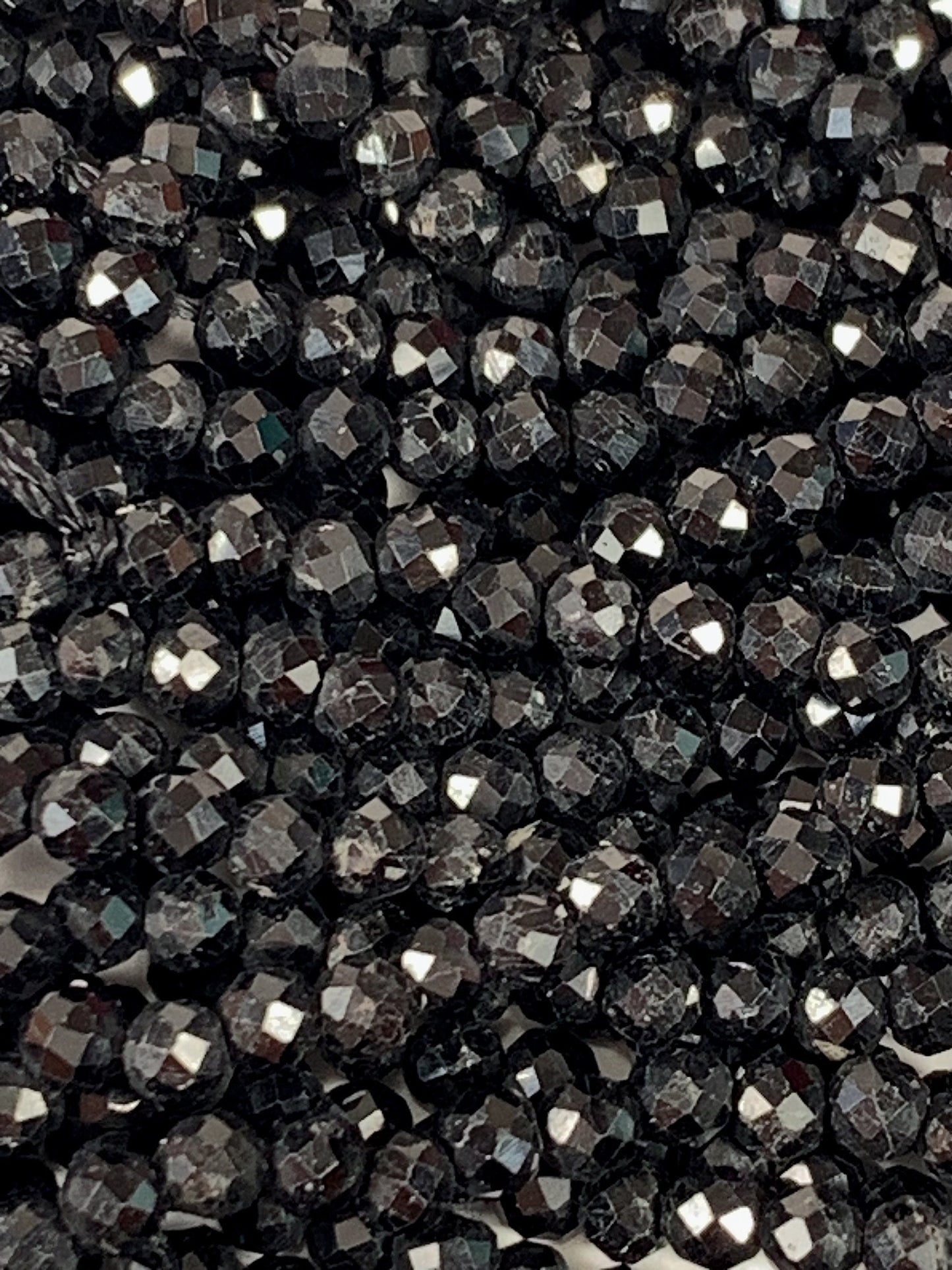 Grade AAA Genuine Natural Black Tourmaline Faceted Round Beads 15.5" Strand 2mm 3mm 4mm