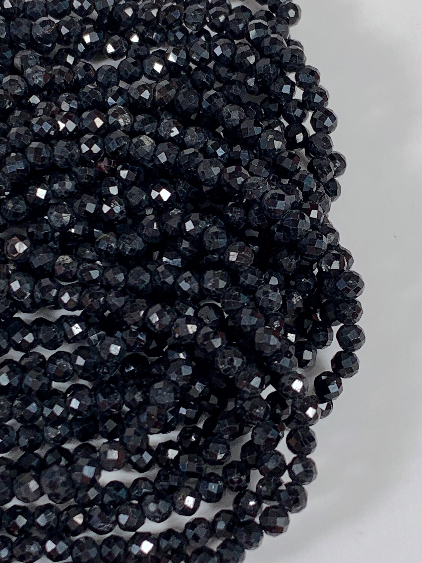 Grade AAA Genuine Natural Black Tourmaline Faceted Round Beads 15.5" Strand 2mm 3mm 4mm