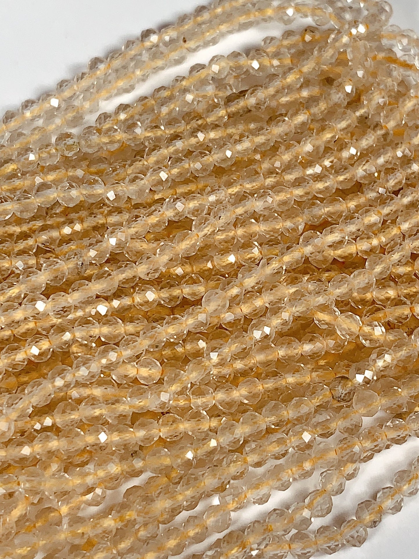Faceted Lemon Quartz Beads: Natural Yellow Gemstone Strand (2mm 3mm 4mm)