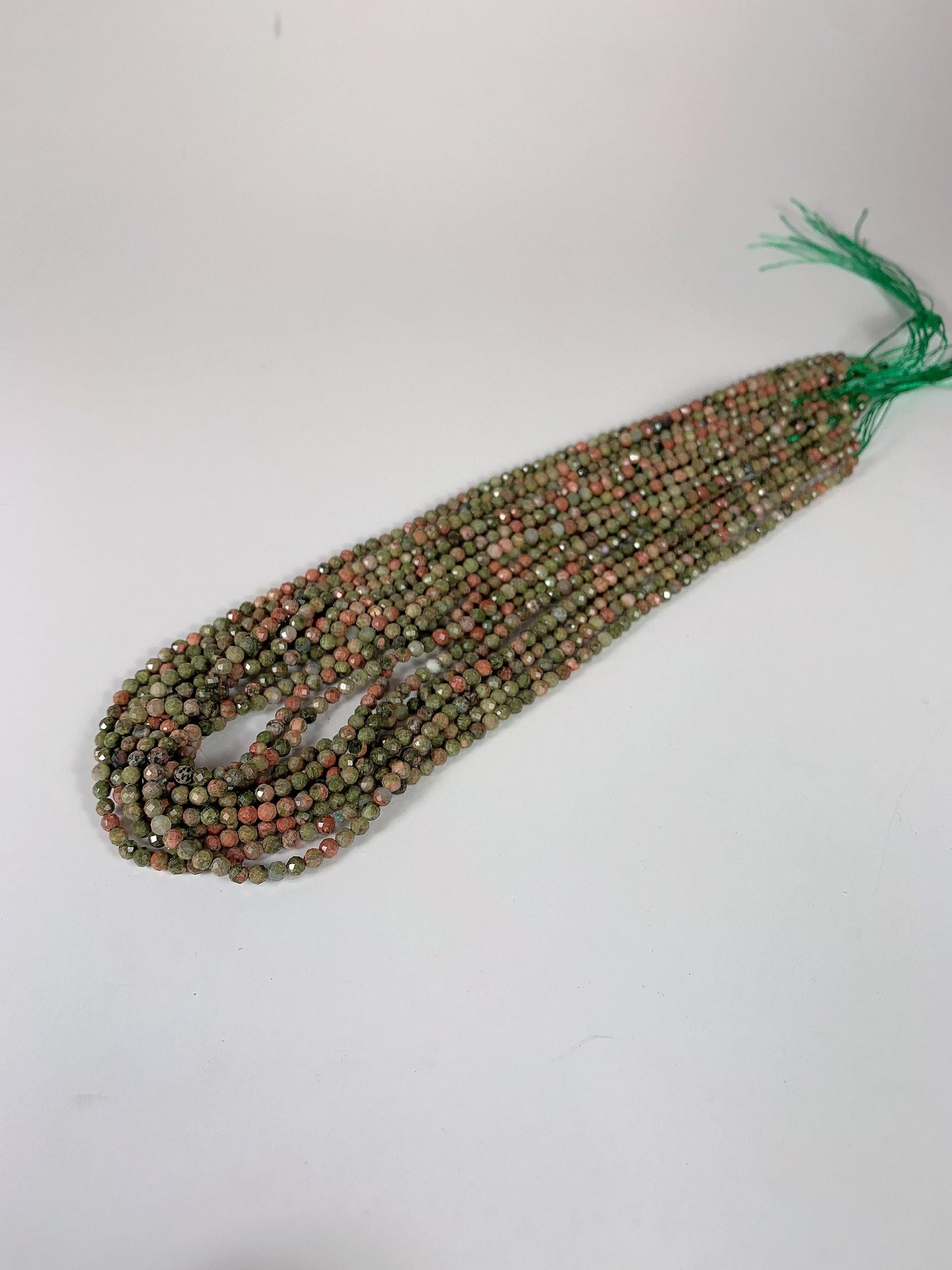 Faceted Unakite Beads: Natural Green Red Gemstone Strand (2mm 3mm 4mm)