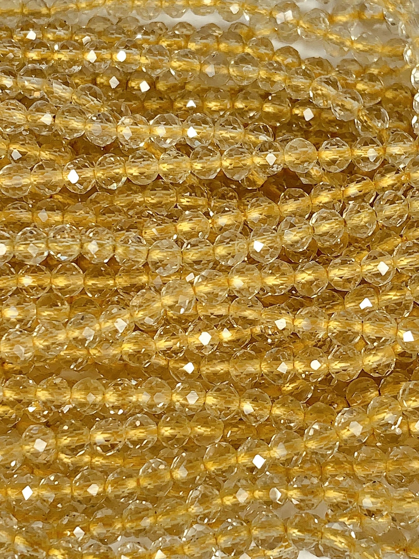 AAA Natural Citrine Faceted Round Beads: Yellow Gemstone Strand (2mm 3mm 4mm)