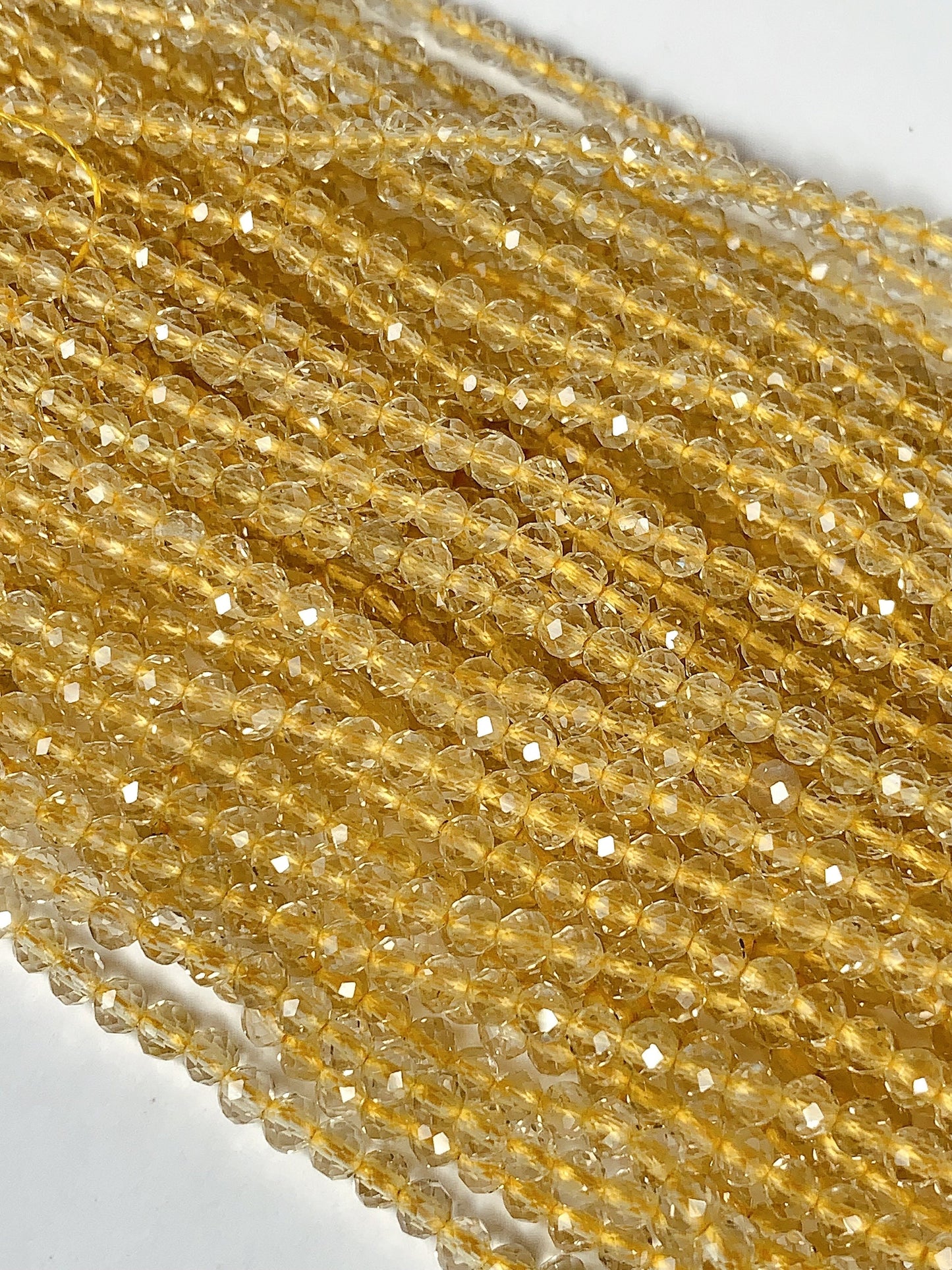 AAA Natural Citrine Faceted Round Beads: Yellow Gemstone Strand (2mm 3mm 4mm)