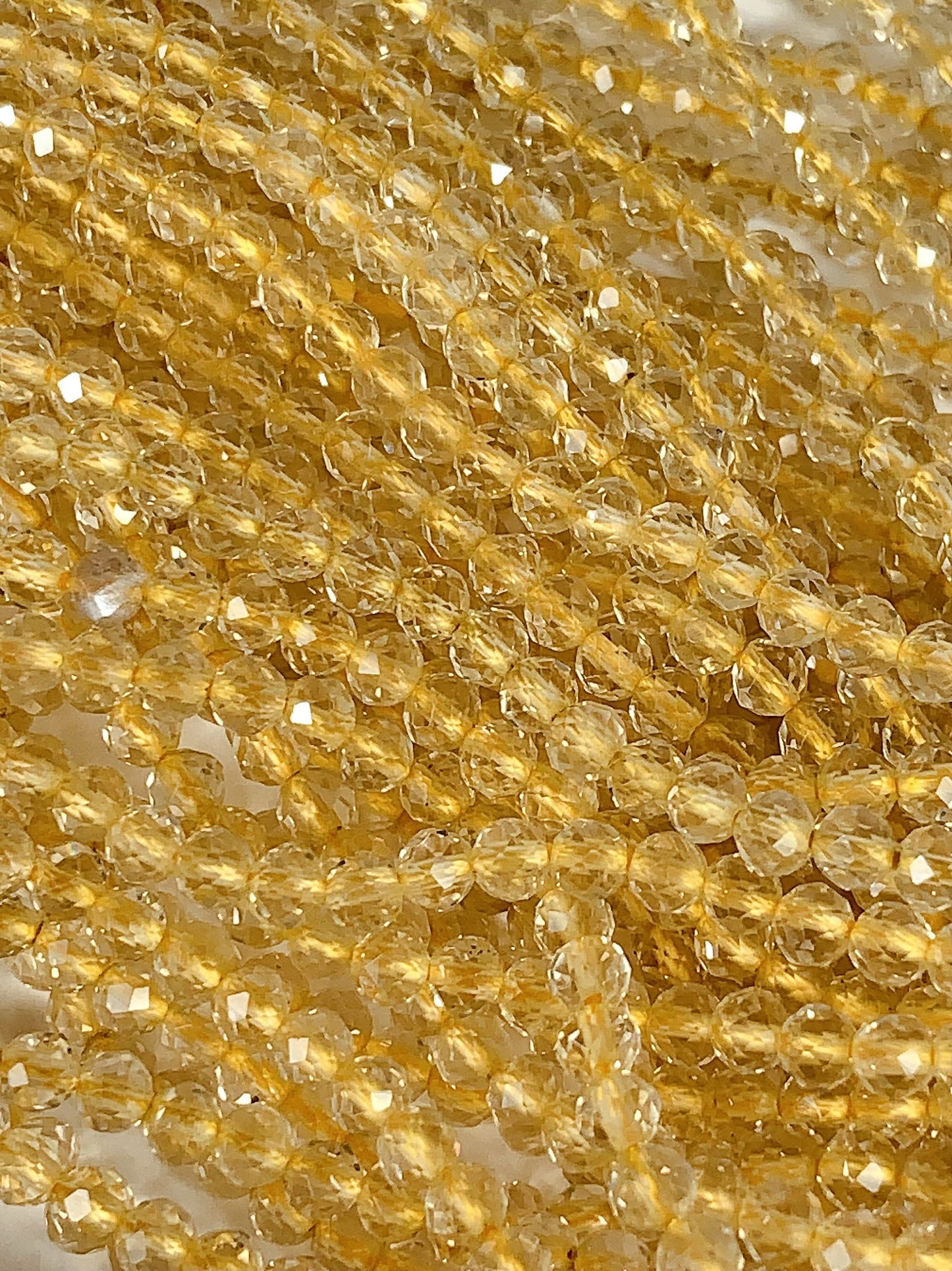 AAA Natural Citrine Faceted Round Beads: Yellow Gemstone Strand (2mm 3mm 4mm)