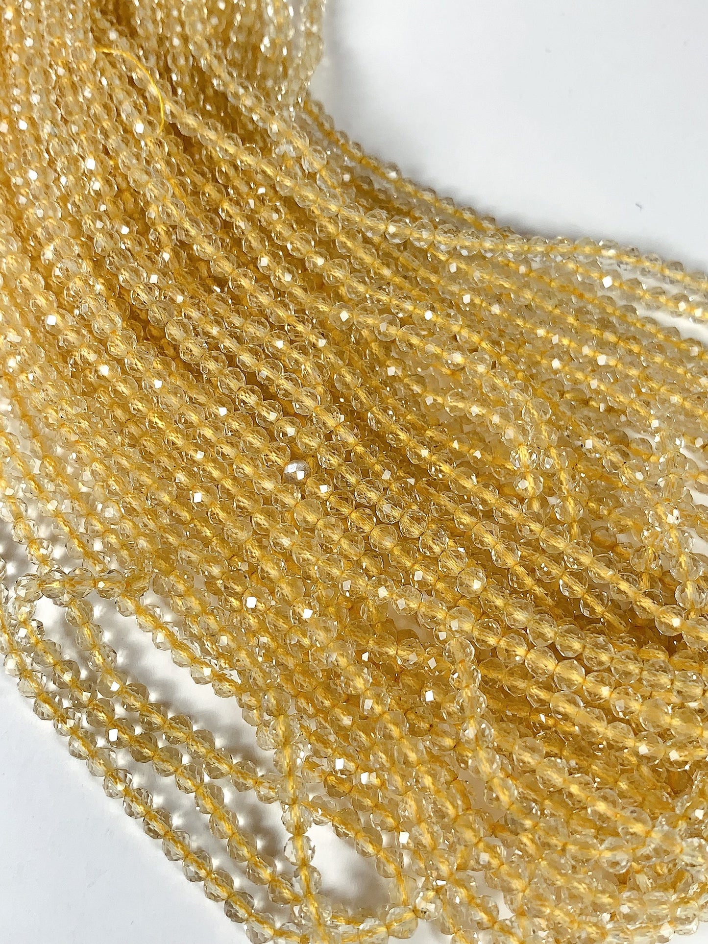 AAA Natural Citrine Faceted Round Beads: Yellow Gemstone Strand (2mm 3mm 4mm)