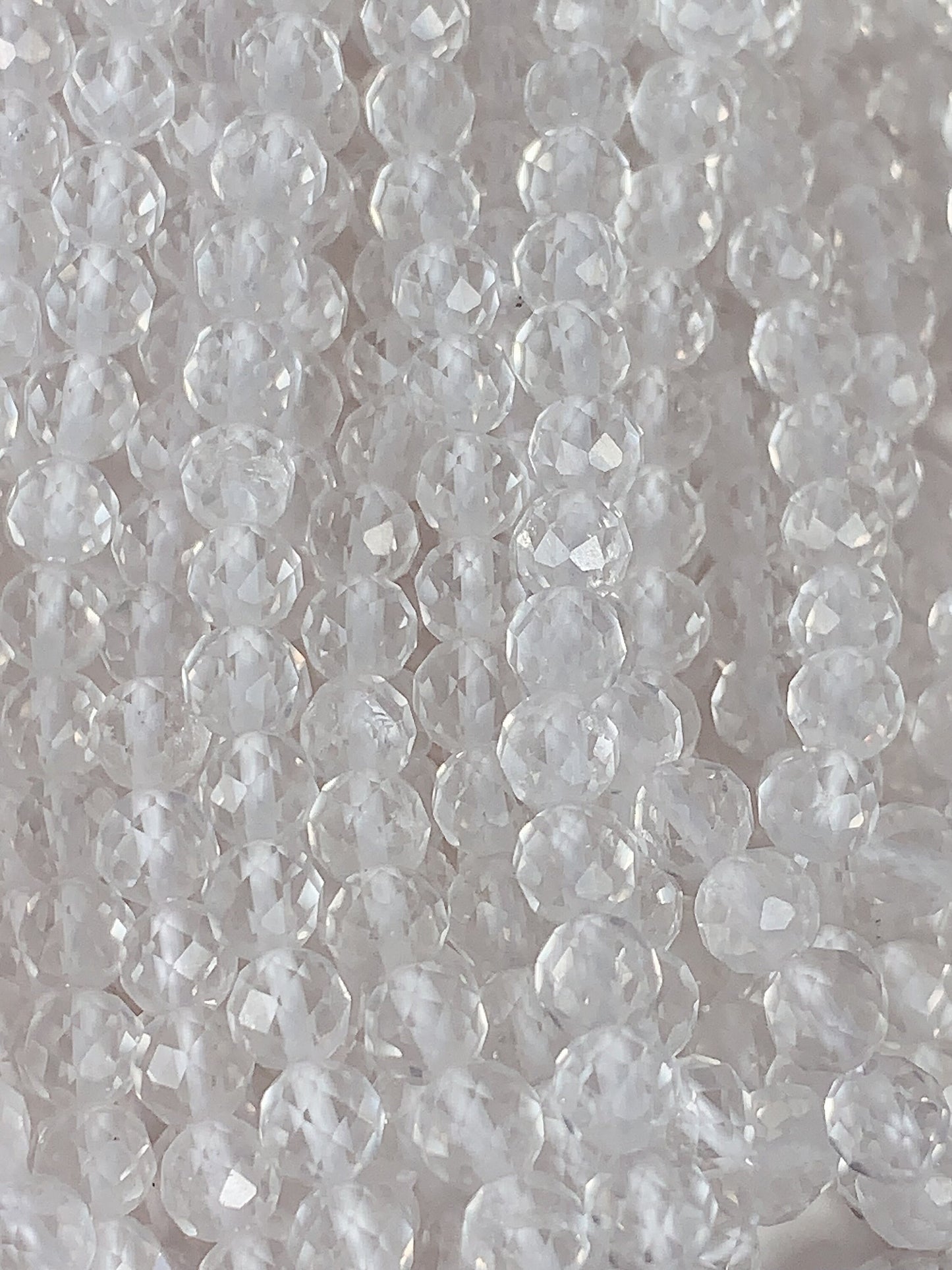 AAA White Clear Quartz Crystal Faceted Round Beads: Natural Gemstone Strand 15.5 (2mm 3mm 4mm)