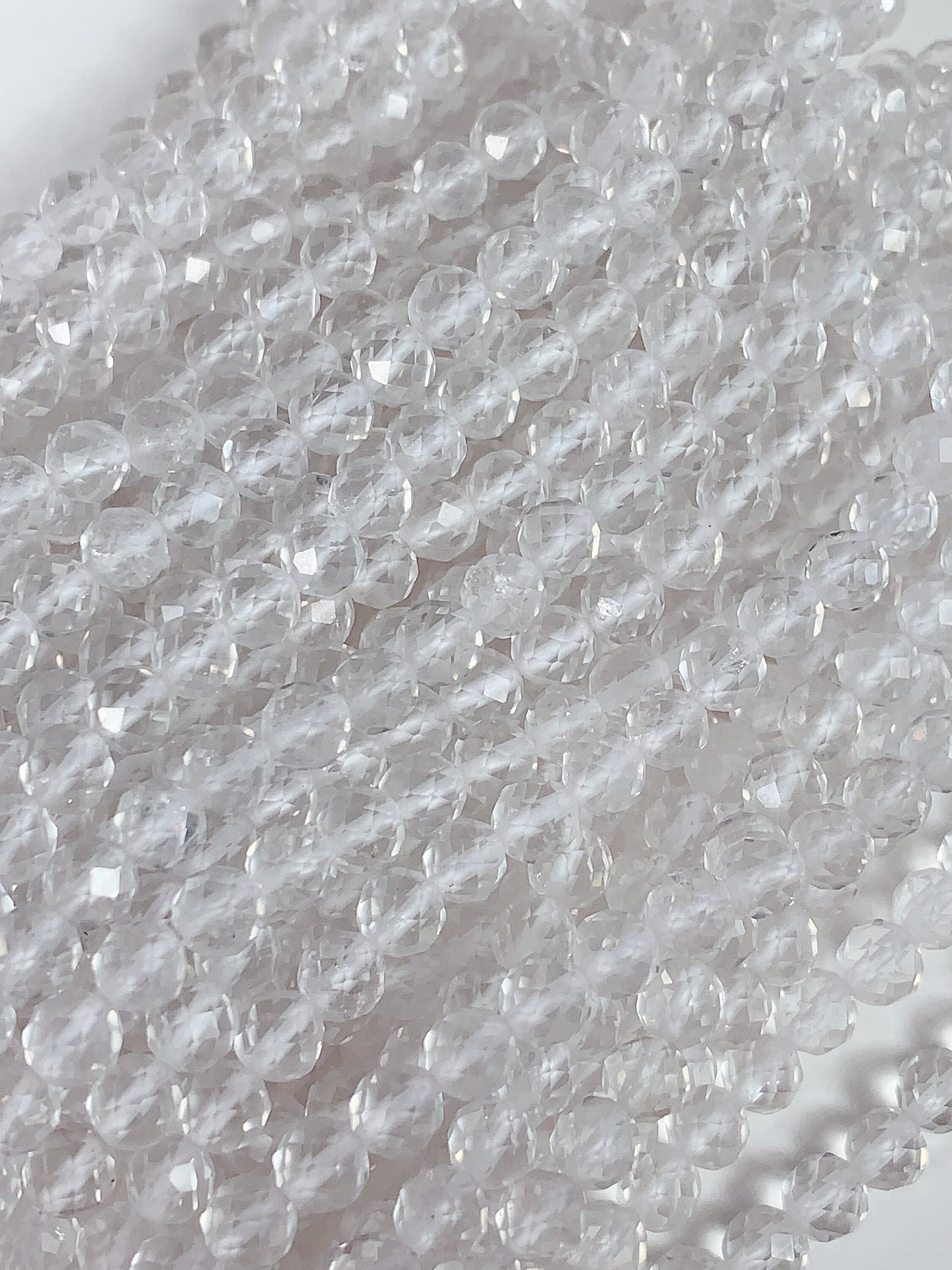 AAA White Clear Quartz Crystal Faceted Round Beads: Natural Gemstone Strand 15.5 (2mm 3mm 4mm)